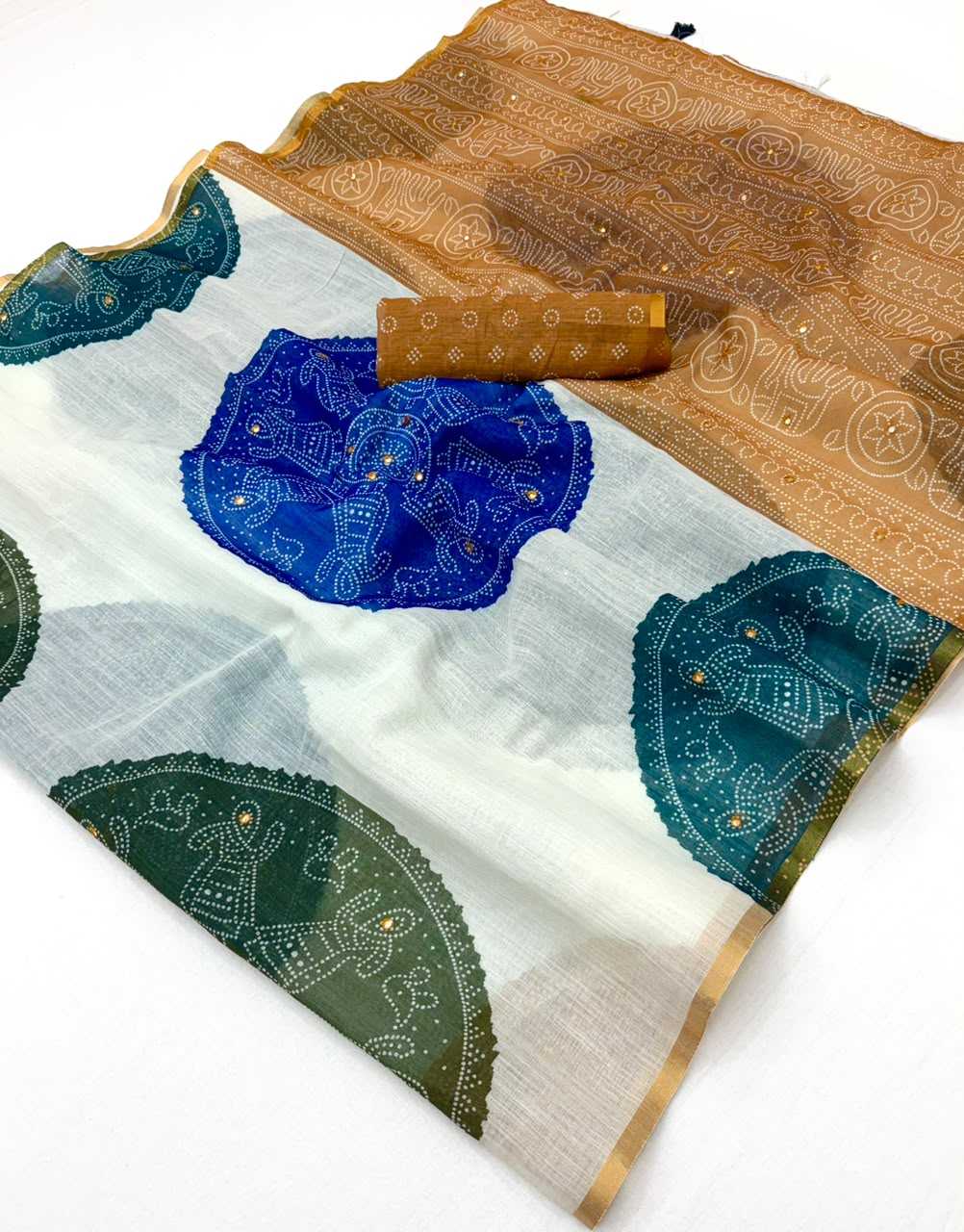 YNF Wholesale Linen Mirror Work Saree  | Surat Manufacturer
