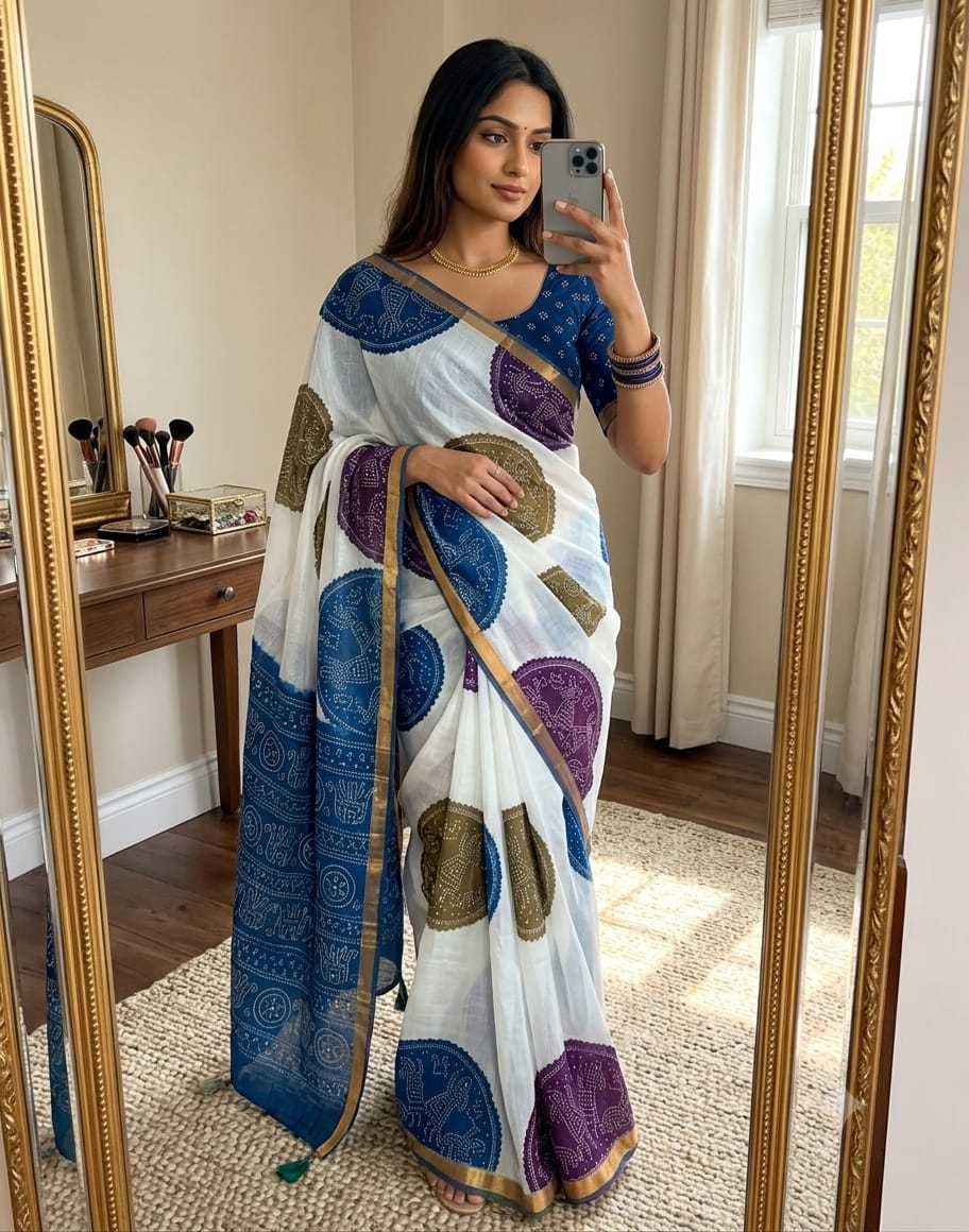 YNF Wholesale Linen Mirror Work Saree  | Surat Manufacturer