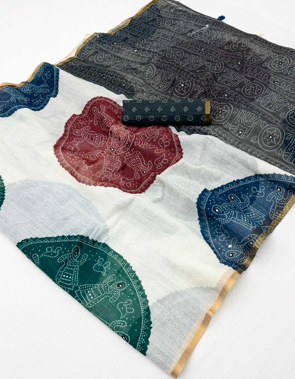 YNF Wholesale Linen Mirror Work Saree  | Surat Manufacturer
