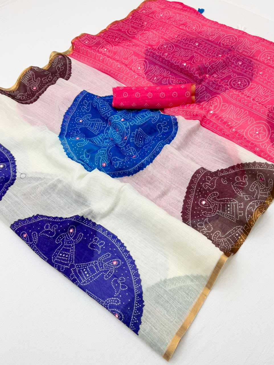 YNF Wholesale Linen Mirror Work Saree  | Surat Manufacturer