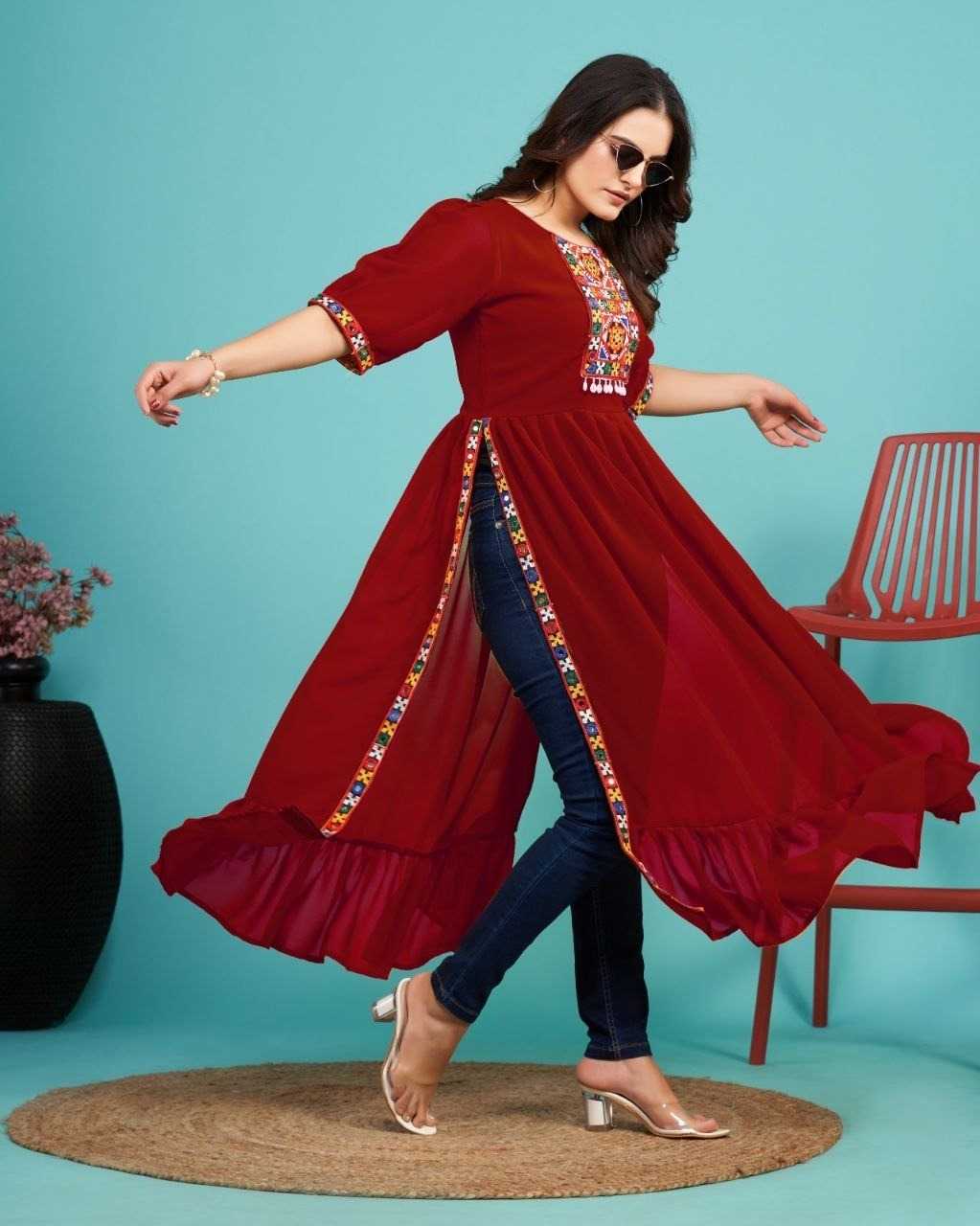 YNF Wholesale Faux Georgette Party Wear Kurtis  | Surat Manufacturer