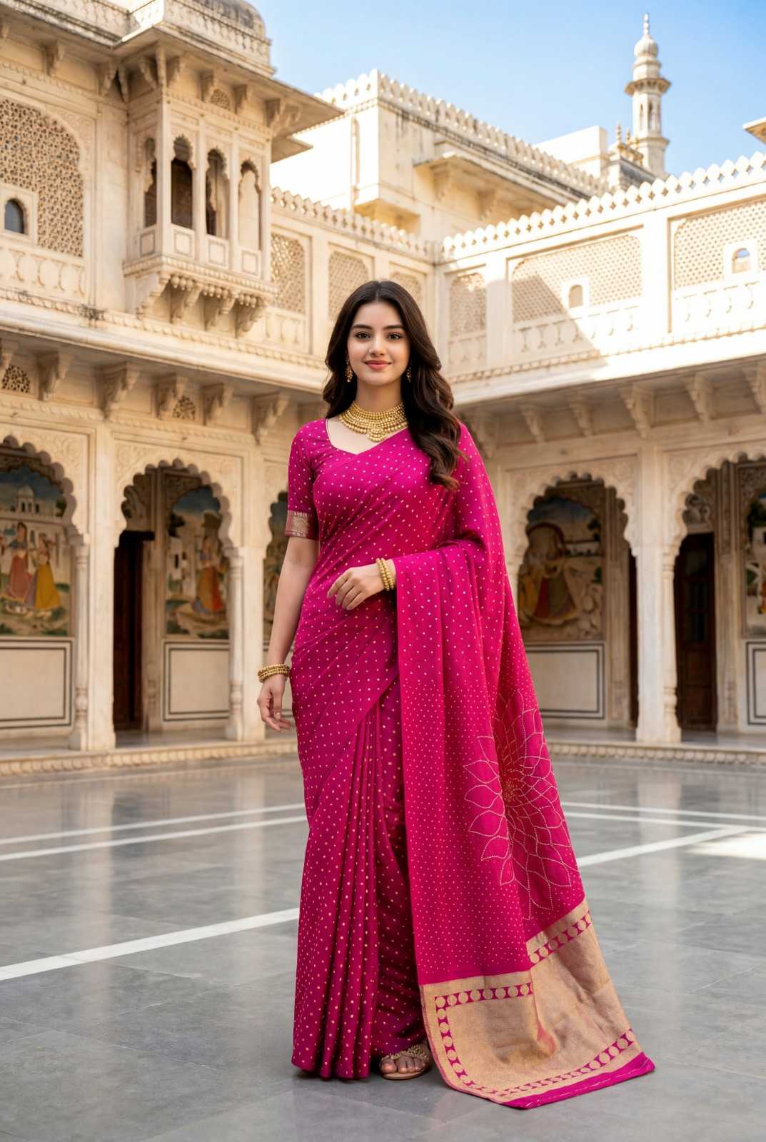 YNF Wholesale Satin Silk Bandhani Bandhej Sarees  | Surat Manufacturer