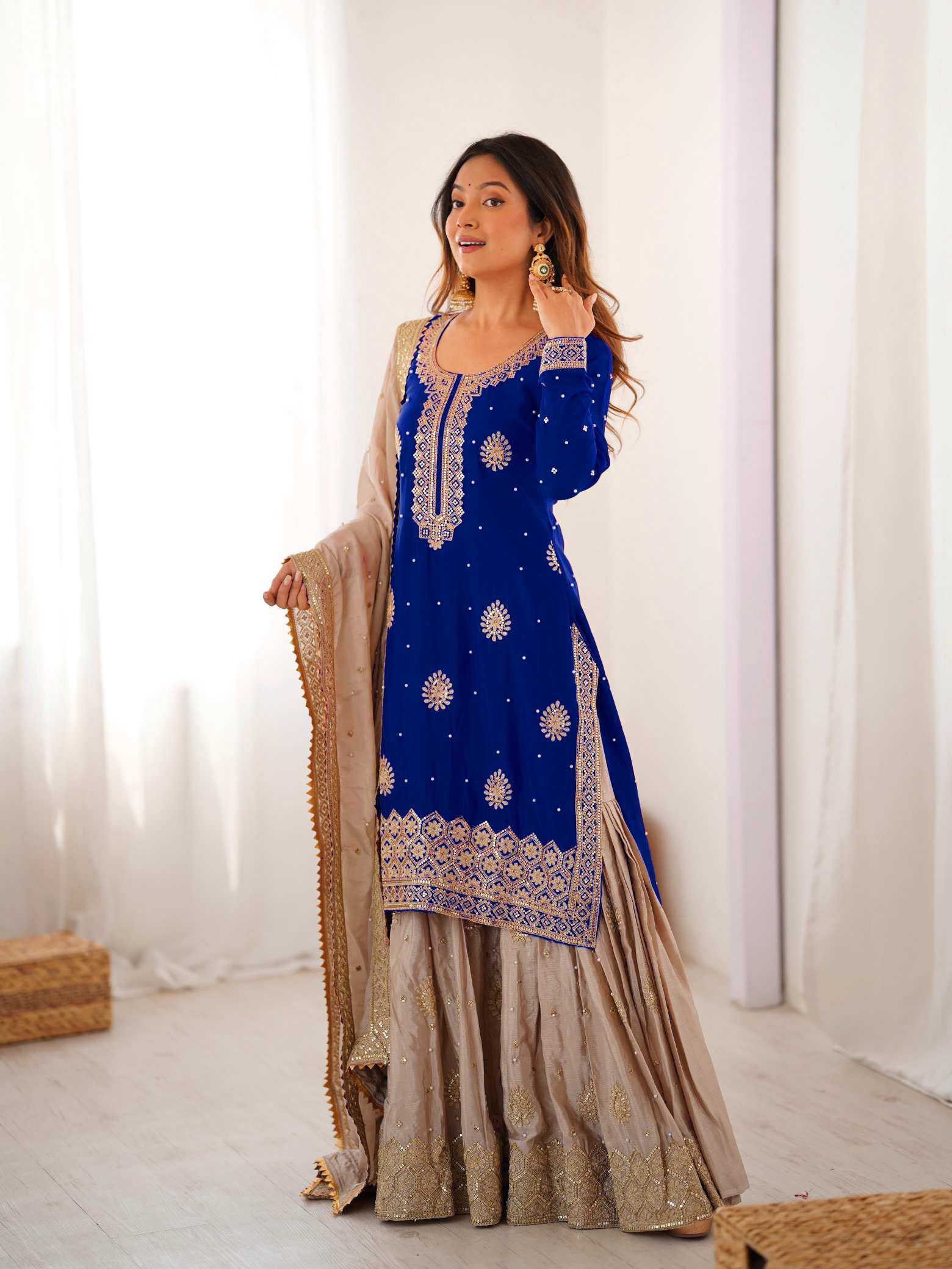 YNF Wholesale Chinon Silk Sharara Salwar Suits  | Surat Manufacturer