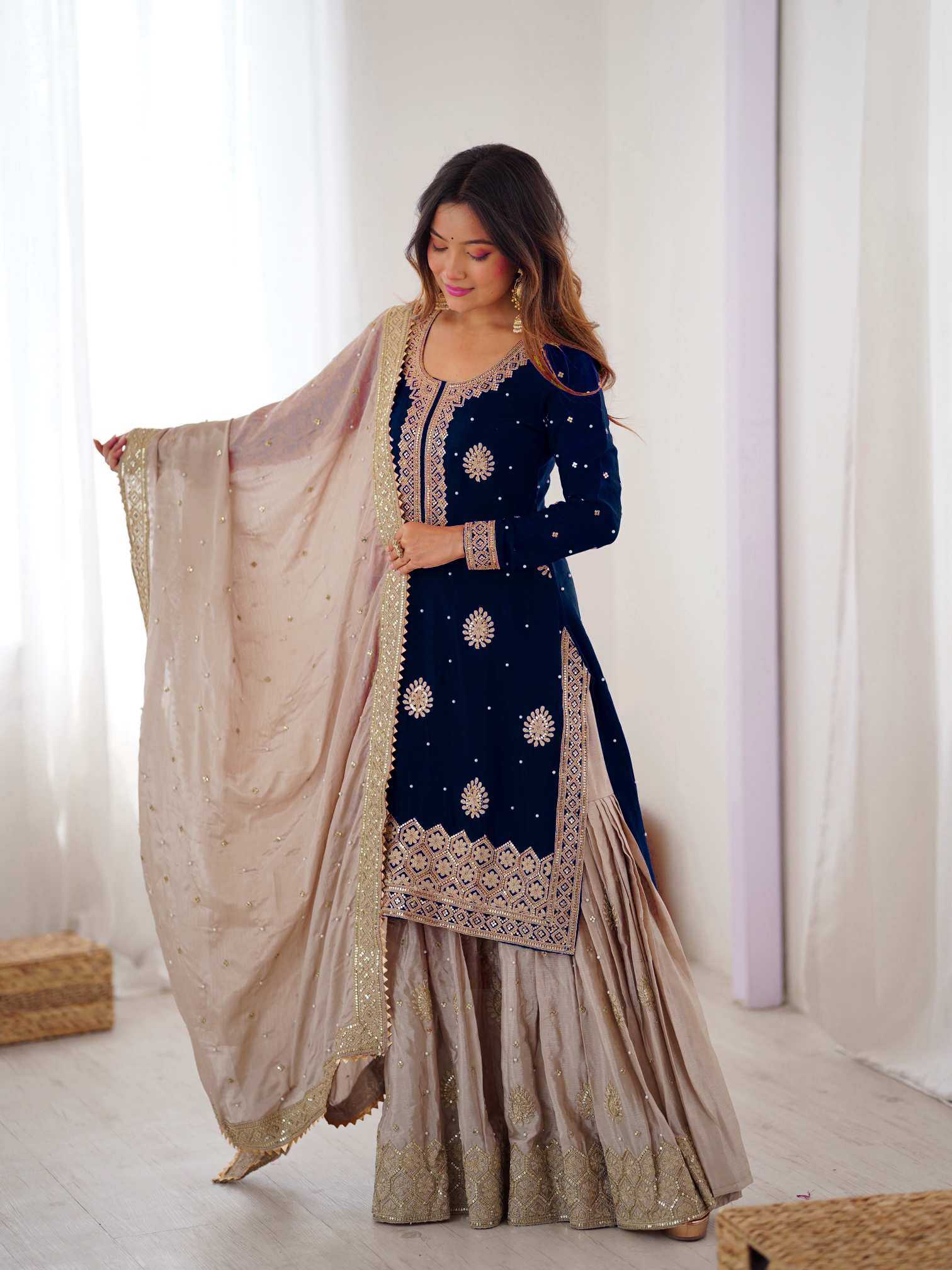 YNF Wholesale Chinon Silk Sharara Salwar Suits  | Surat Manufacturer