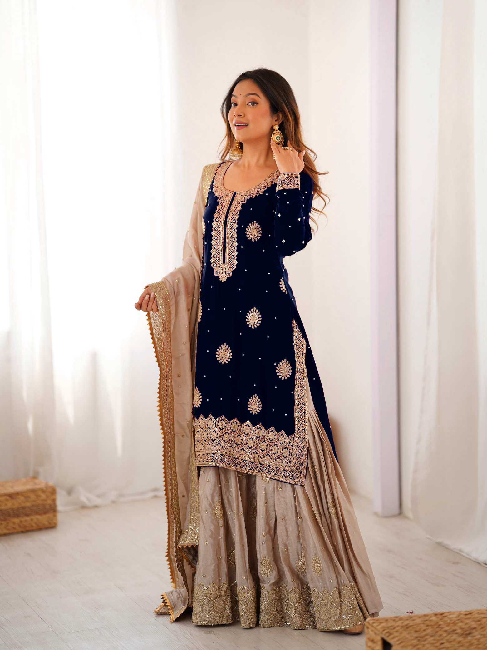 YNF Wholesale Chinon Silk Sharara Salwar Suits  | Surat Manufacturer