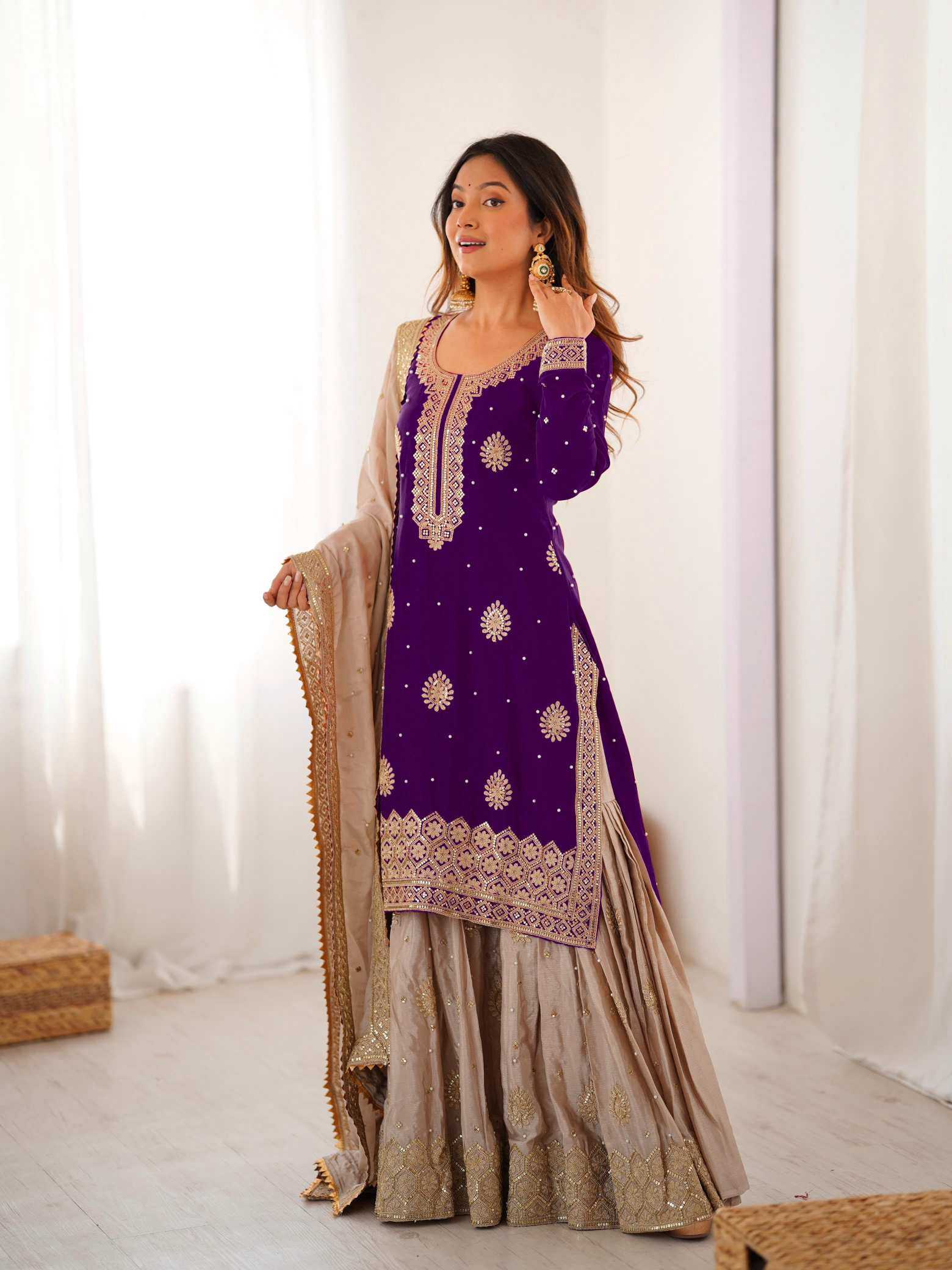YNF Wholesale Chinon Silk Sharara Salwar Suits  | Surat Manufacturer