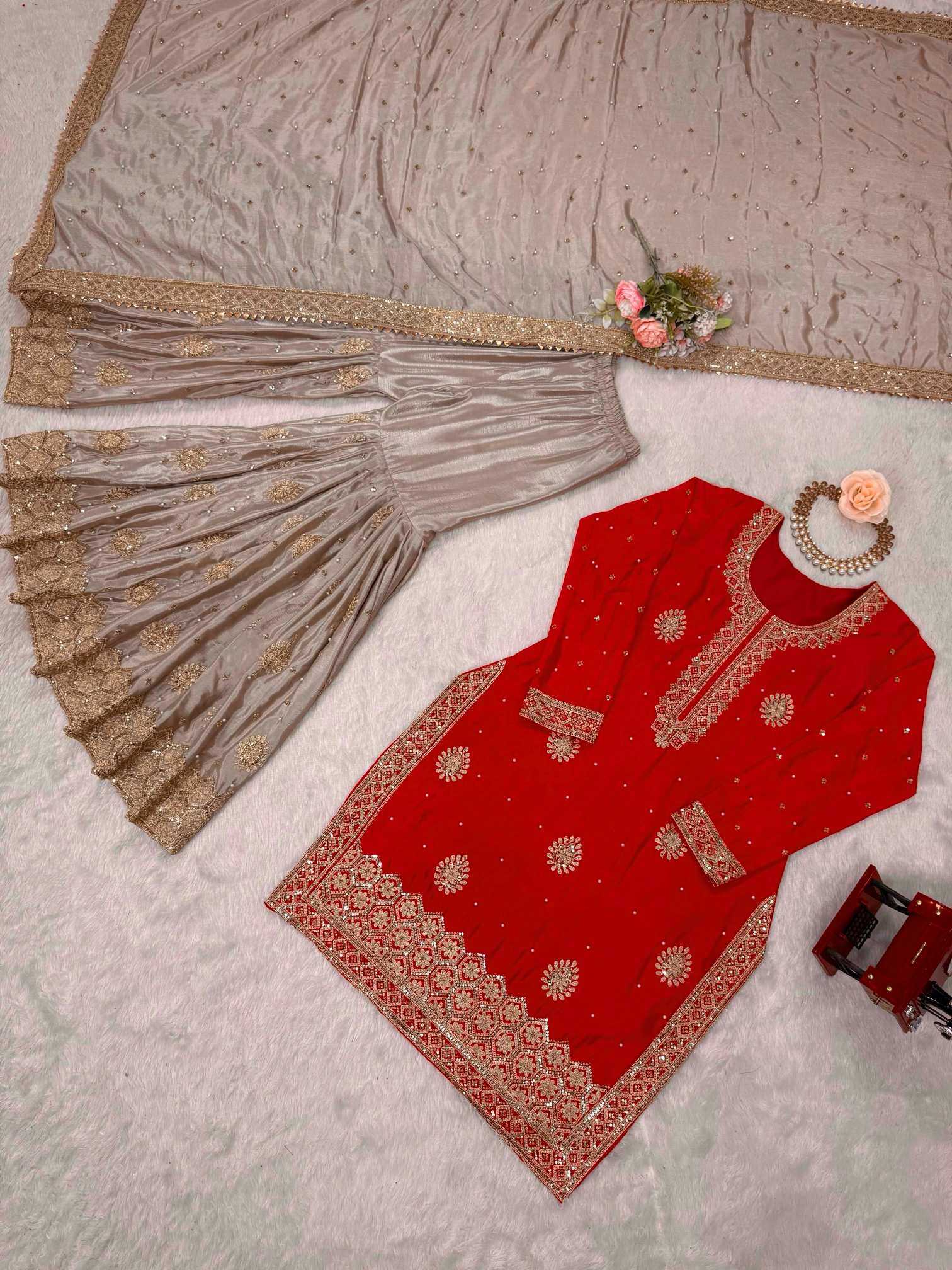 YNF Wholesale Chinon Silk Sharara Salwar Suits  | Surat Manufacturer