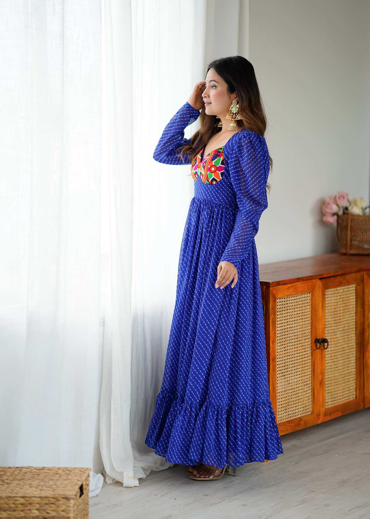 YNF Wholesale Georgette Printed Gowns  | Surat Manufacturer