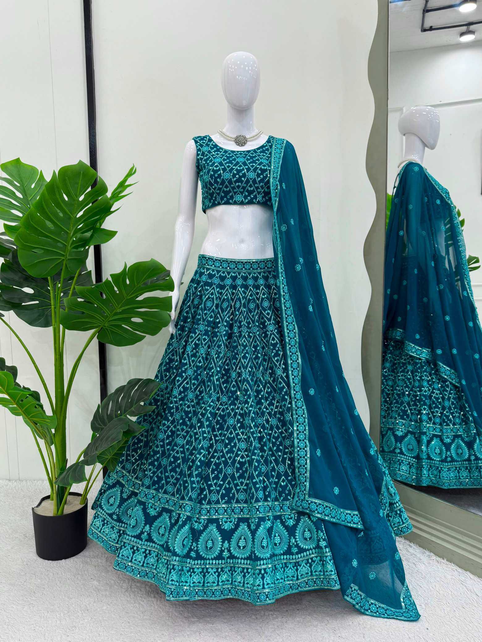 YNF Wholesale Faux Georgette Embroidered Lehenga  | Surat Manufacturer