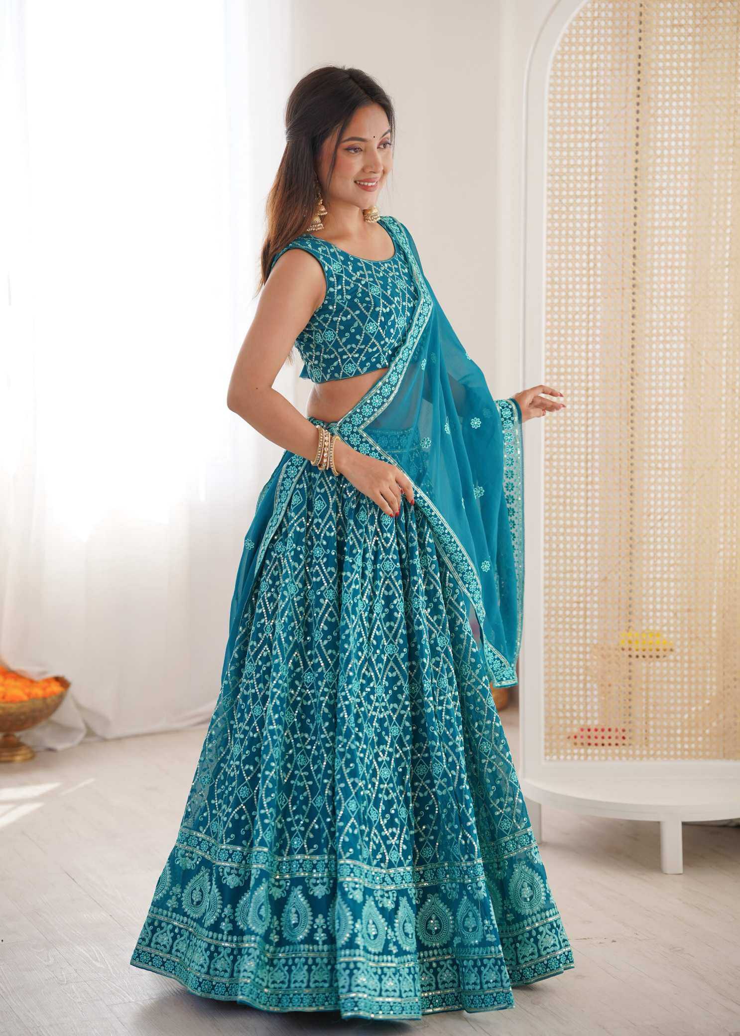 YNF Wholesale Faux Georgette Embroidered Lehenga  | Surat Manufacturer