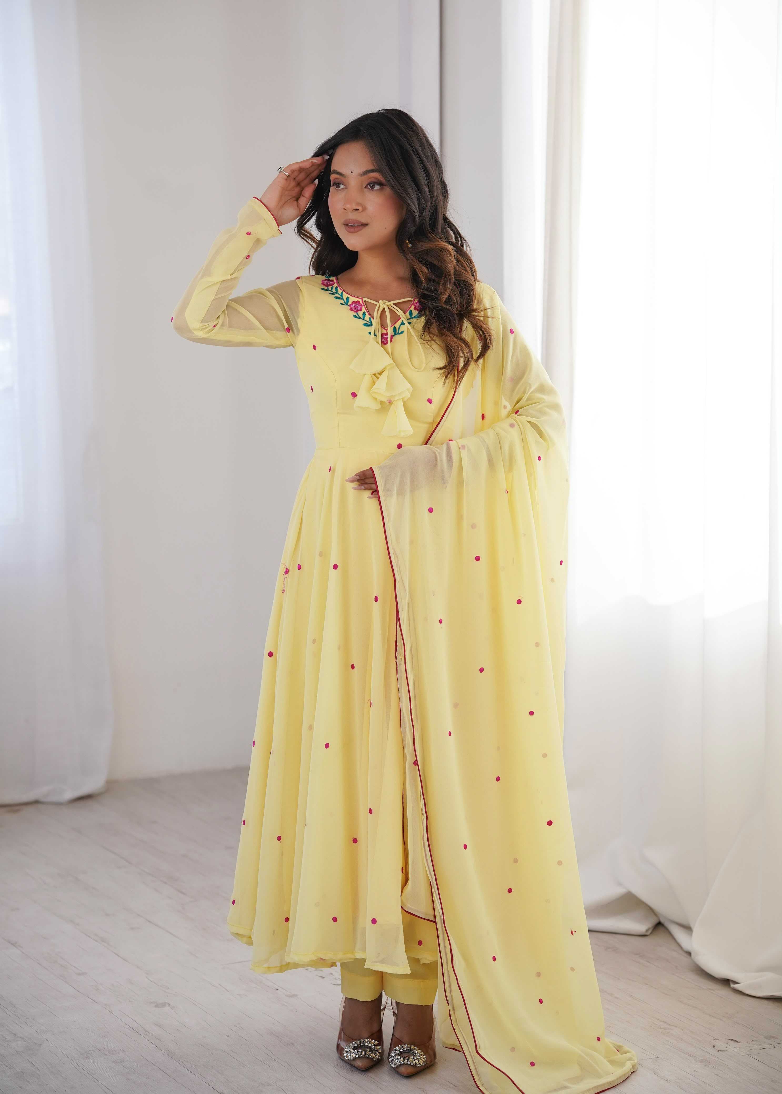 YNF Wholesale Faux Georgette Embroidery Gowns  | Surat Manufacturer