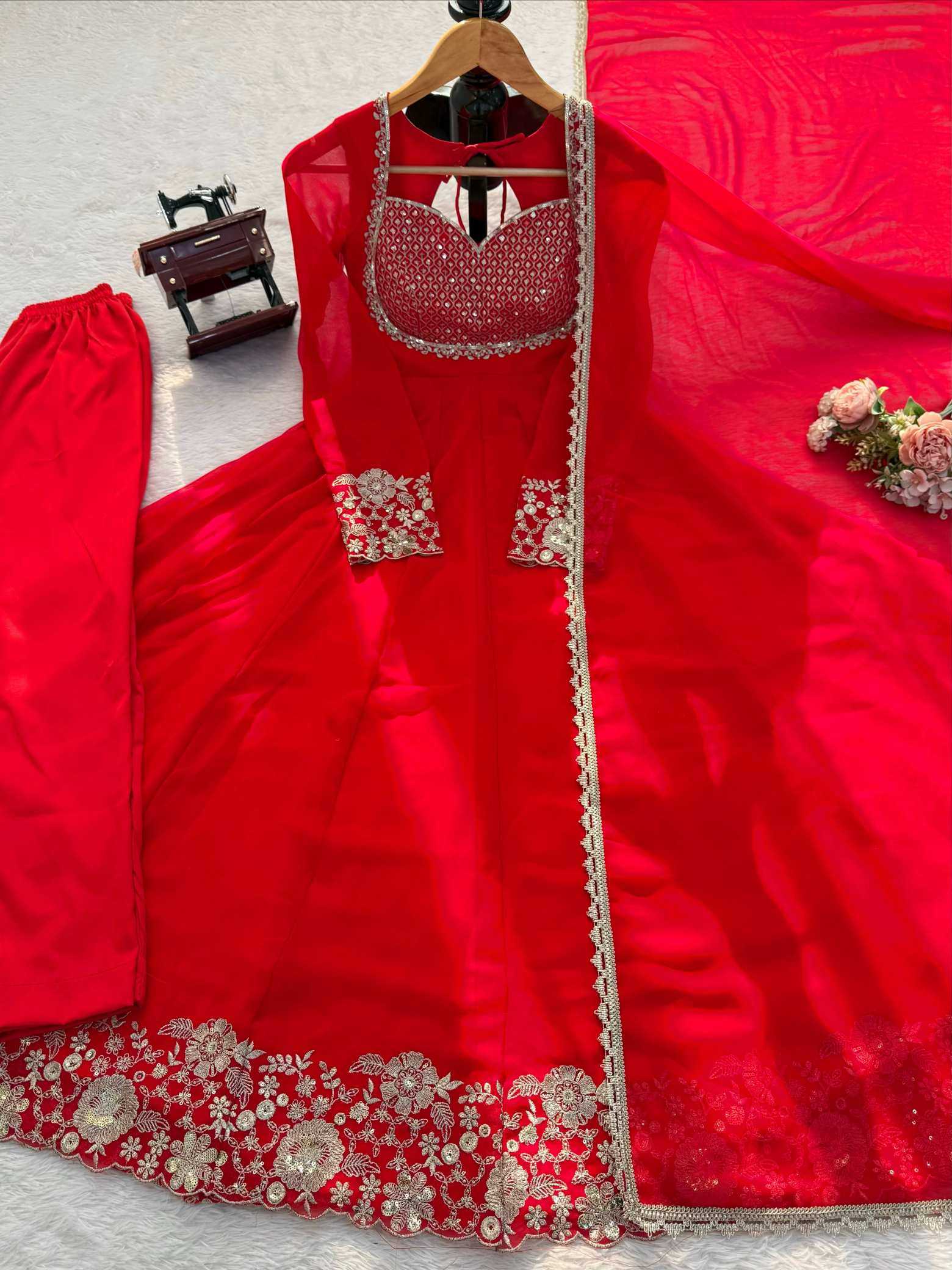 YNF Wholesale Faux Georgette Embroidery Gowns  | Surat Manufacturer