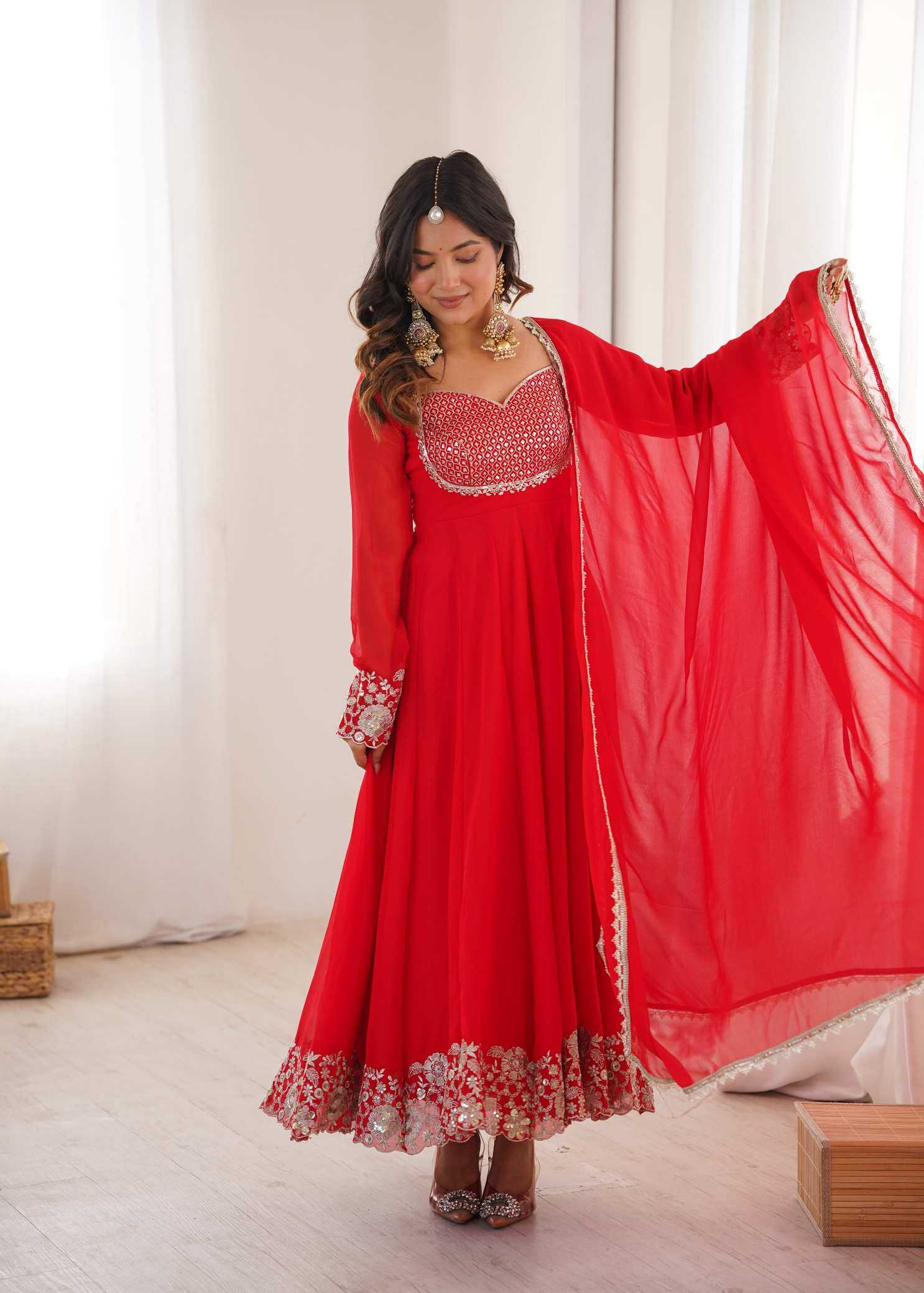 YNF Wholesale Faux Georgette Embroidery Gowns  | Surat Manufacturer