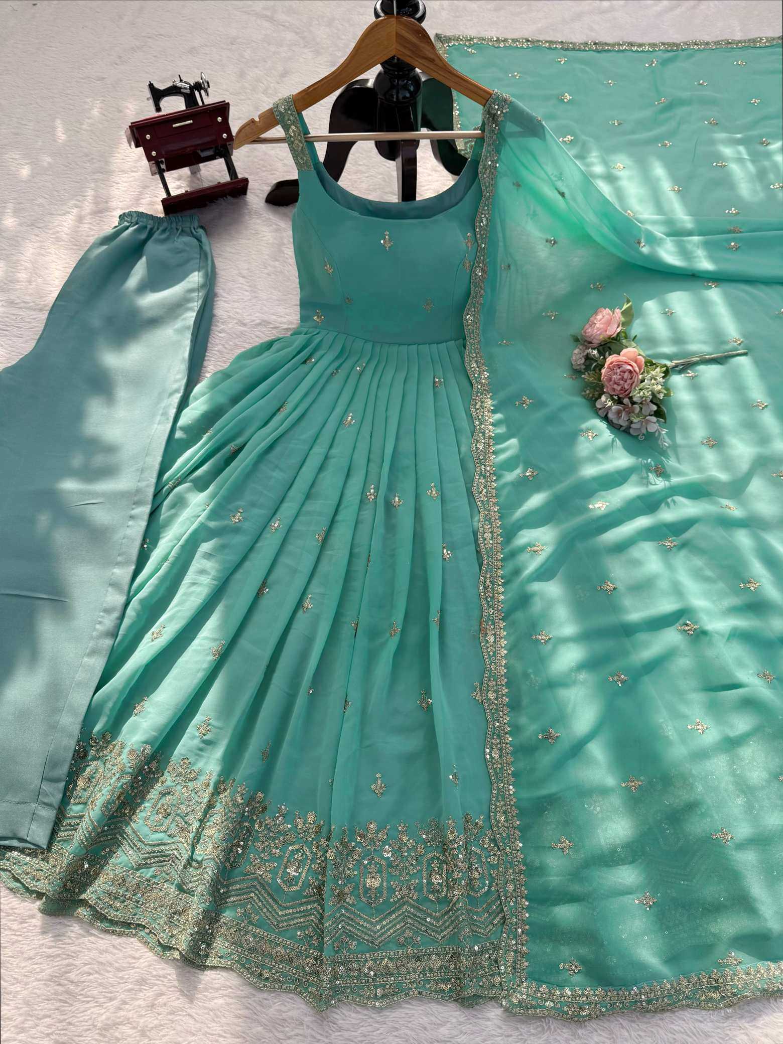 YNF Wholesale Faux Georgette Embroidery Gowns  | Surat Manufacturer