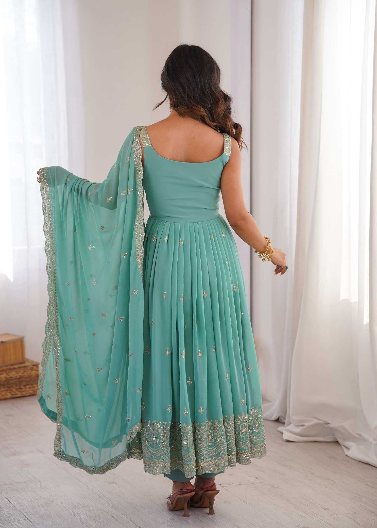 YNF Wholesale Faux Georgette Embroidery Gowns  | Surat Manufacturer