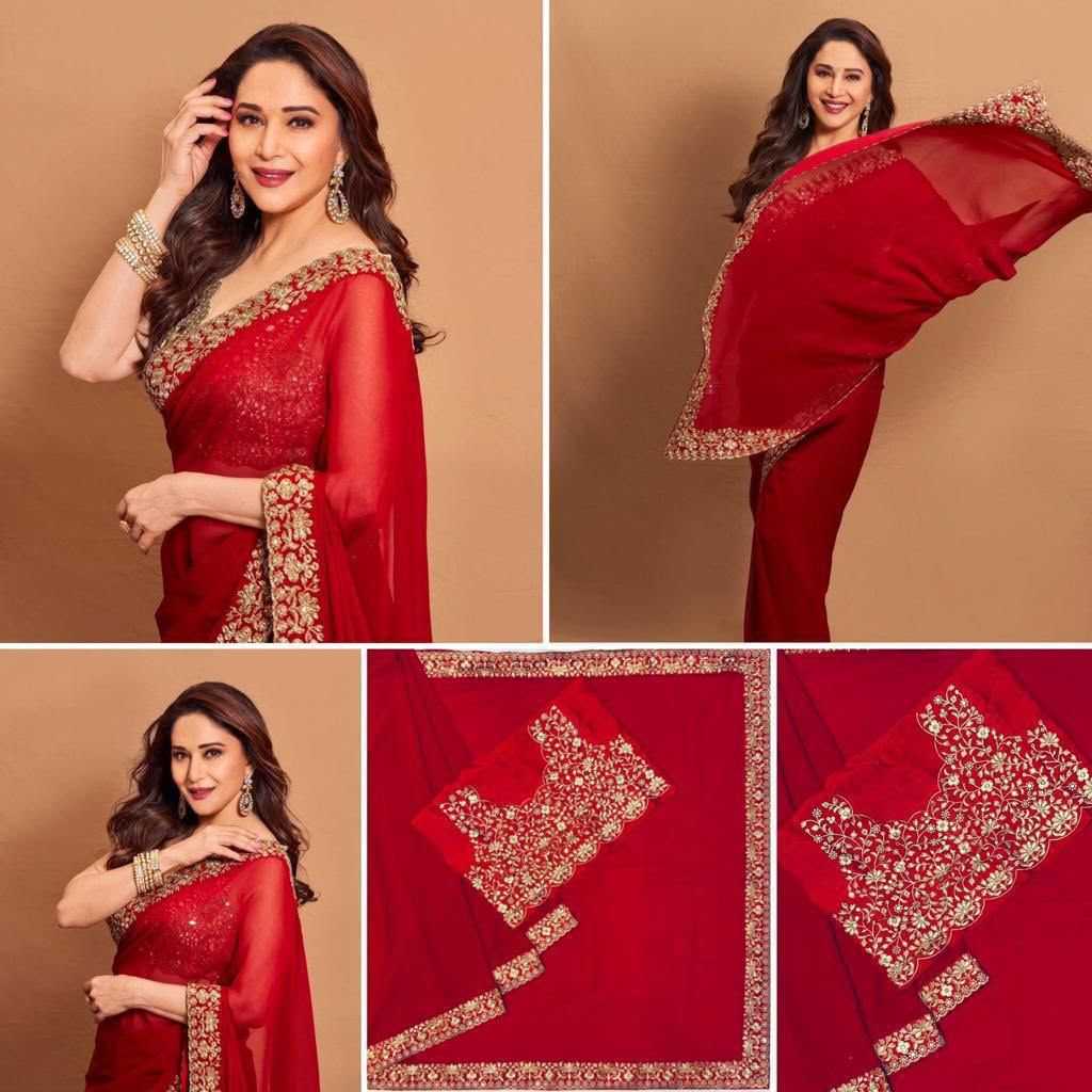 YNF Wholesale Georgette Embroidered Sarees  | Surat Manufacturer