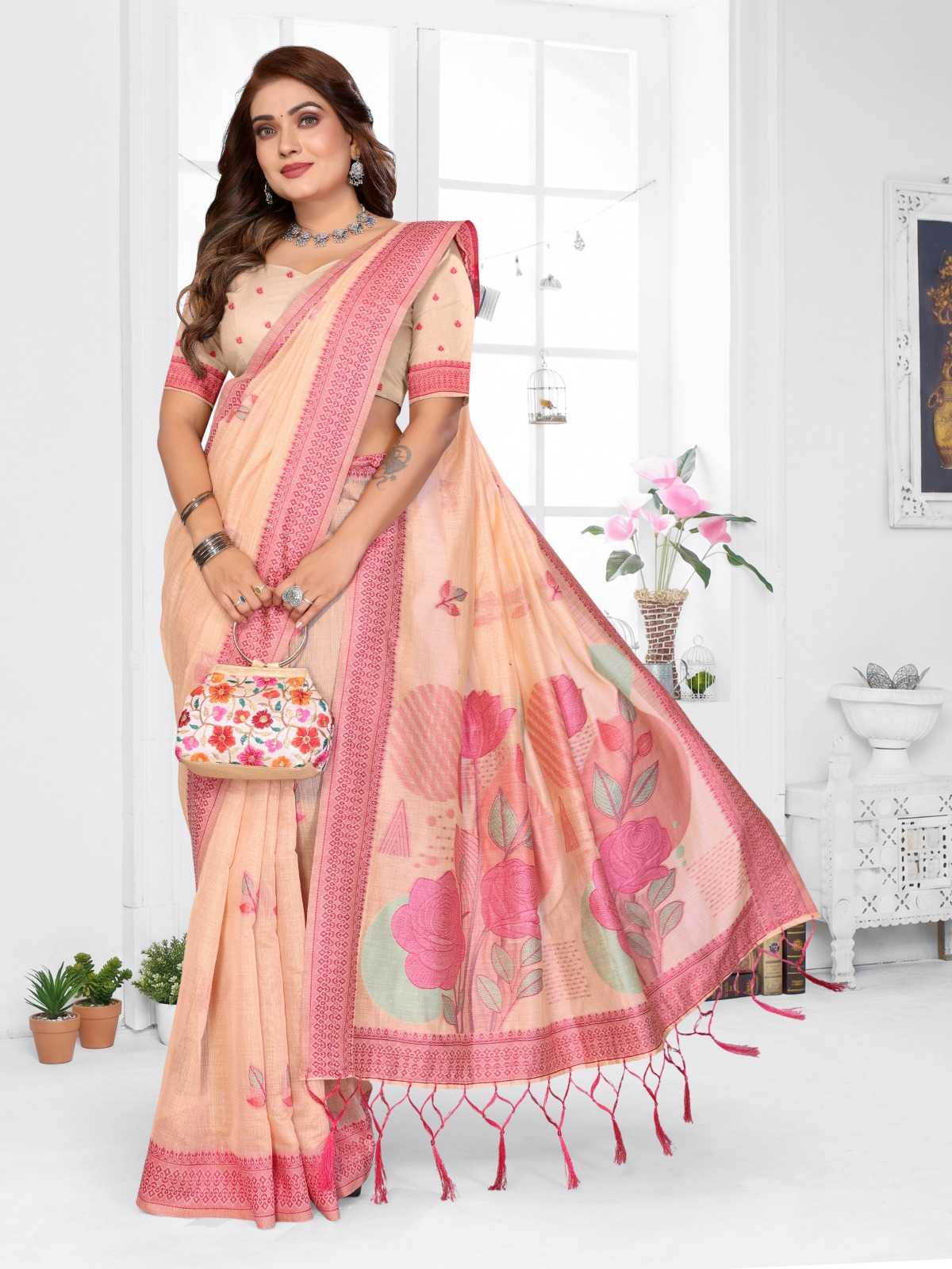 YNF Wholesale Cotton Jacquard Saree RIN144 Pratibha | Surat Manufacturer
