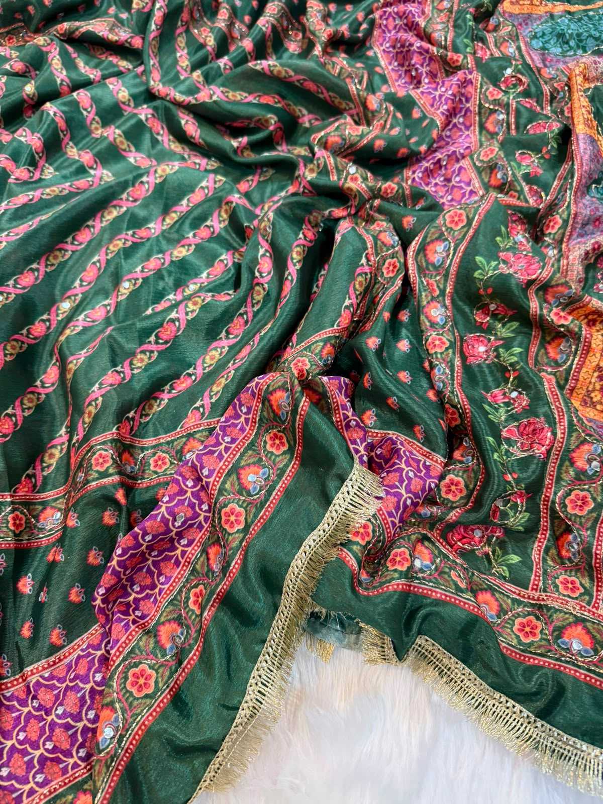 YNF Wholesale Chinon Silk Printed Silk Saree RIN164 Jyotika | Surat Manufacturer