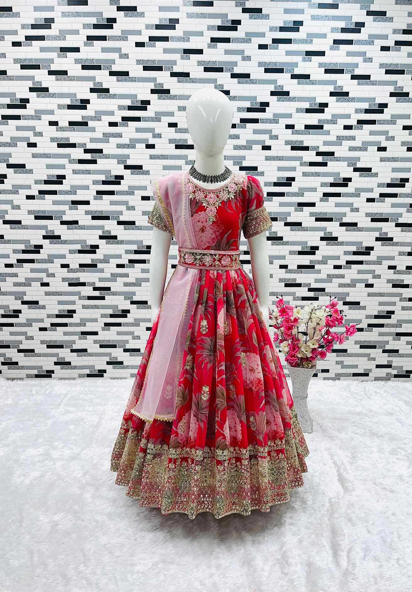 YNF Wholesale Faux Georgette Kids Gown  | Surat Manufacturer