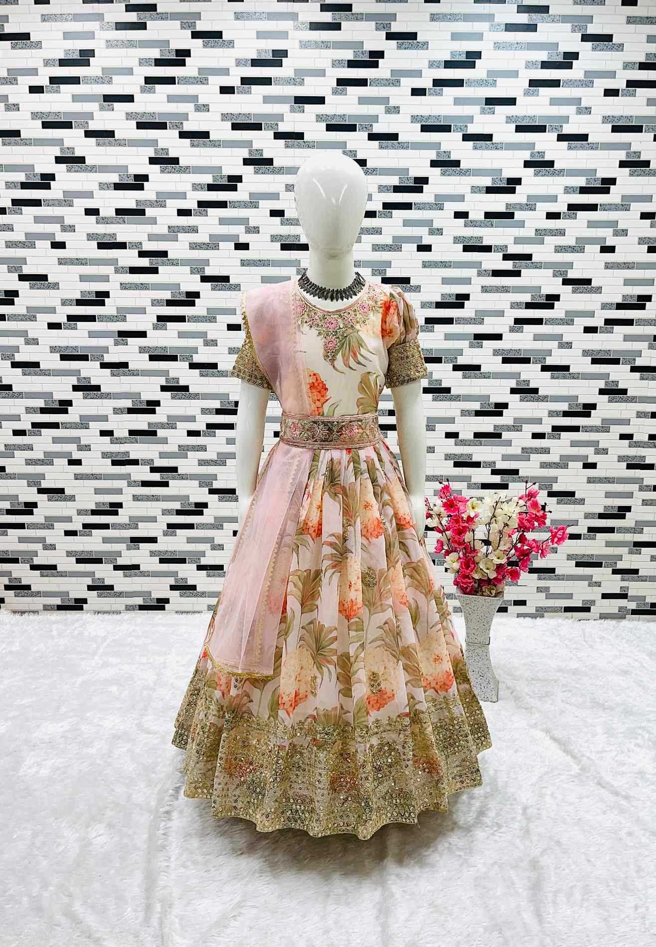YNF Wholesale Faux Georgette Kids Gown  | Surat Manufacturer
