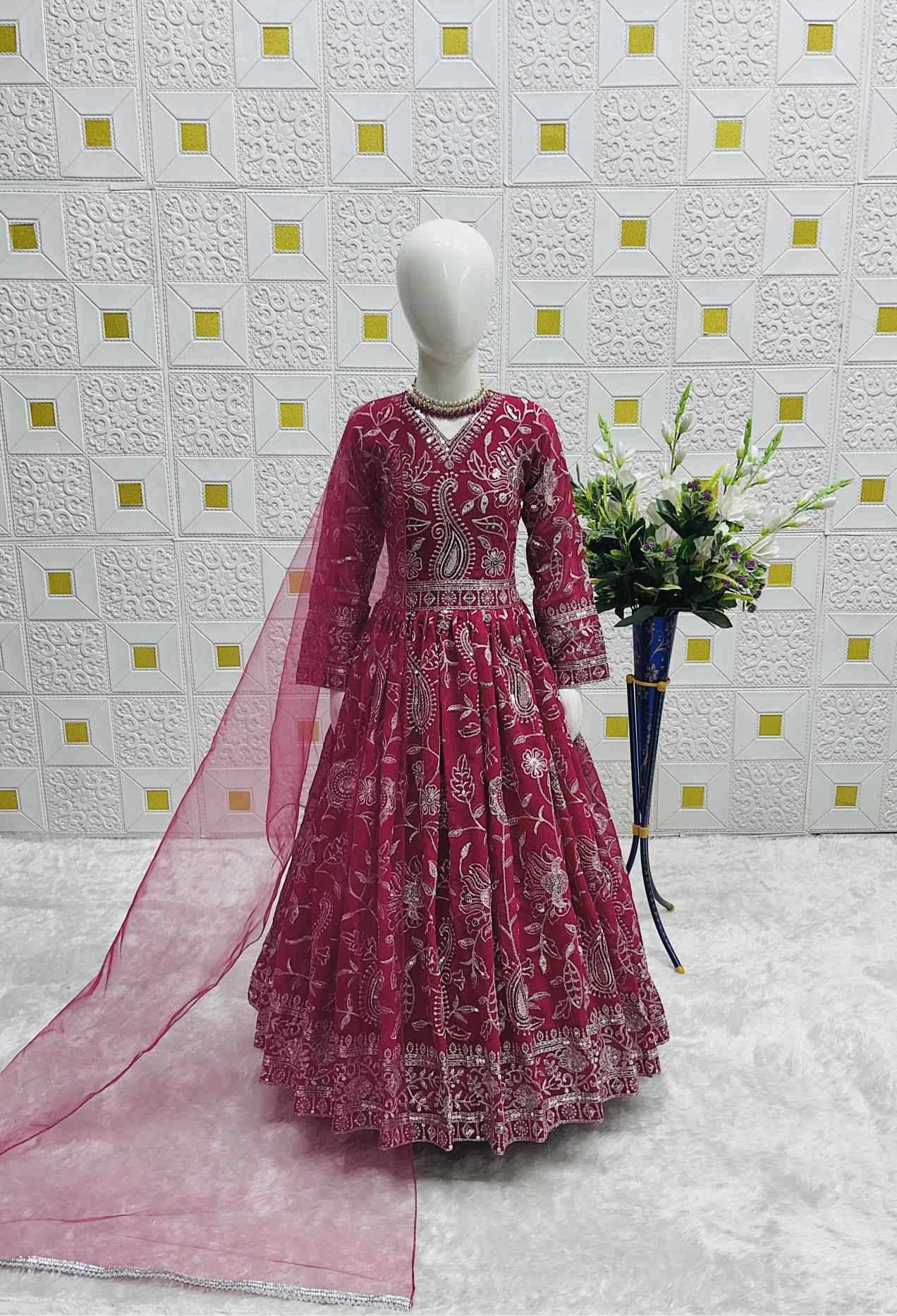 YNF Wholesale Faux Georgette Kids Gown  | Surat Manufacturer