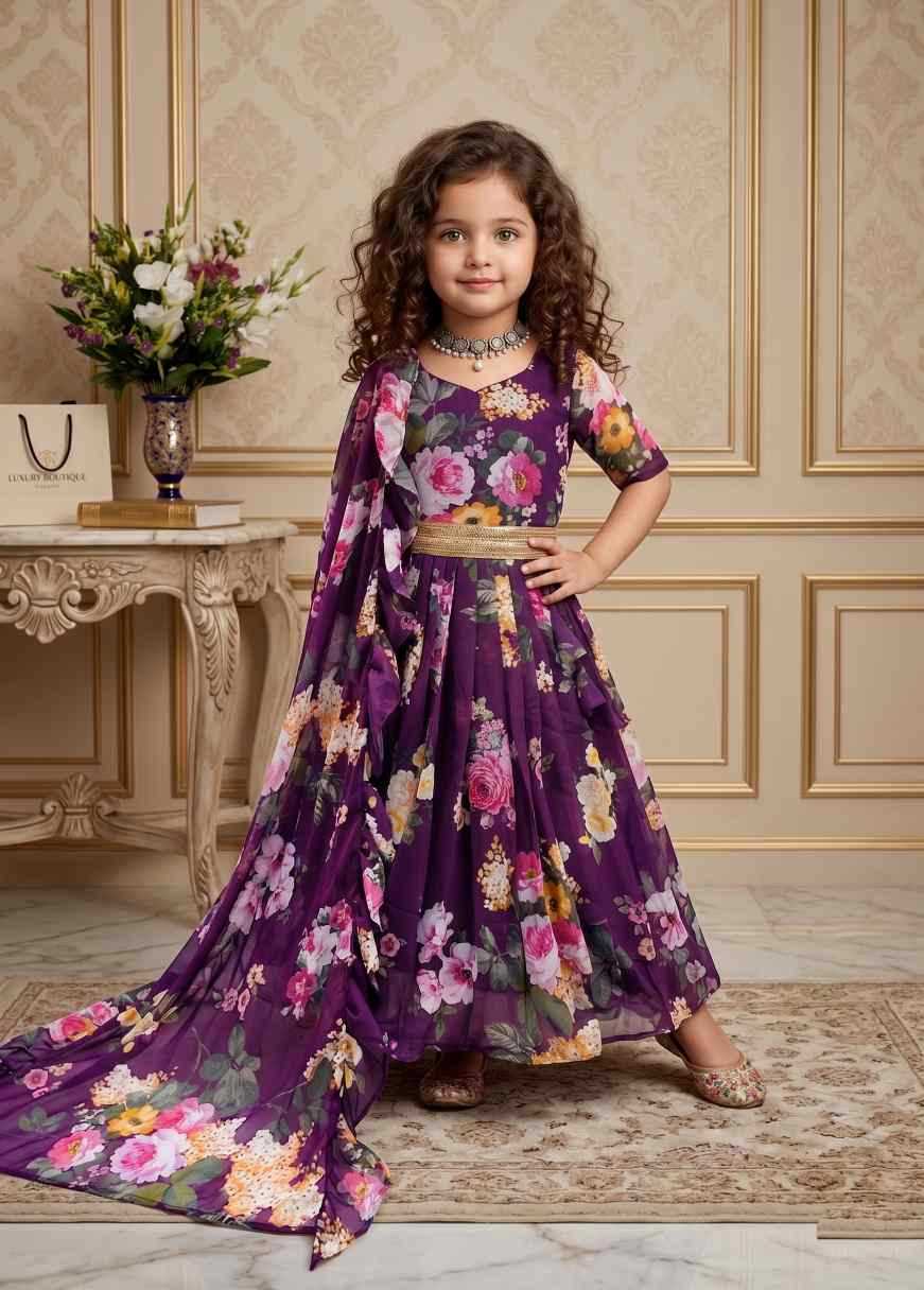 YNF Wholesale Faux Georgette Kids Gown  | Surat Manufacturer