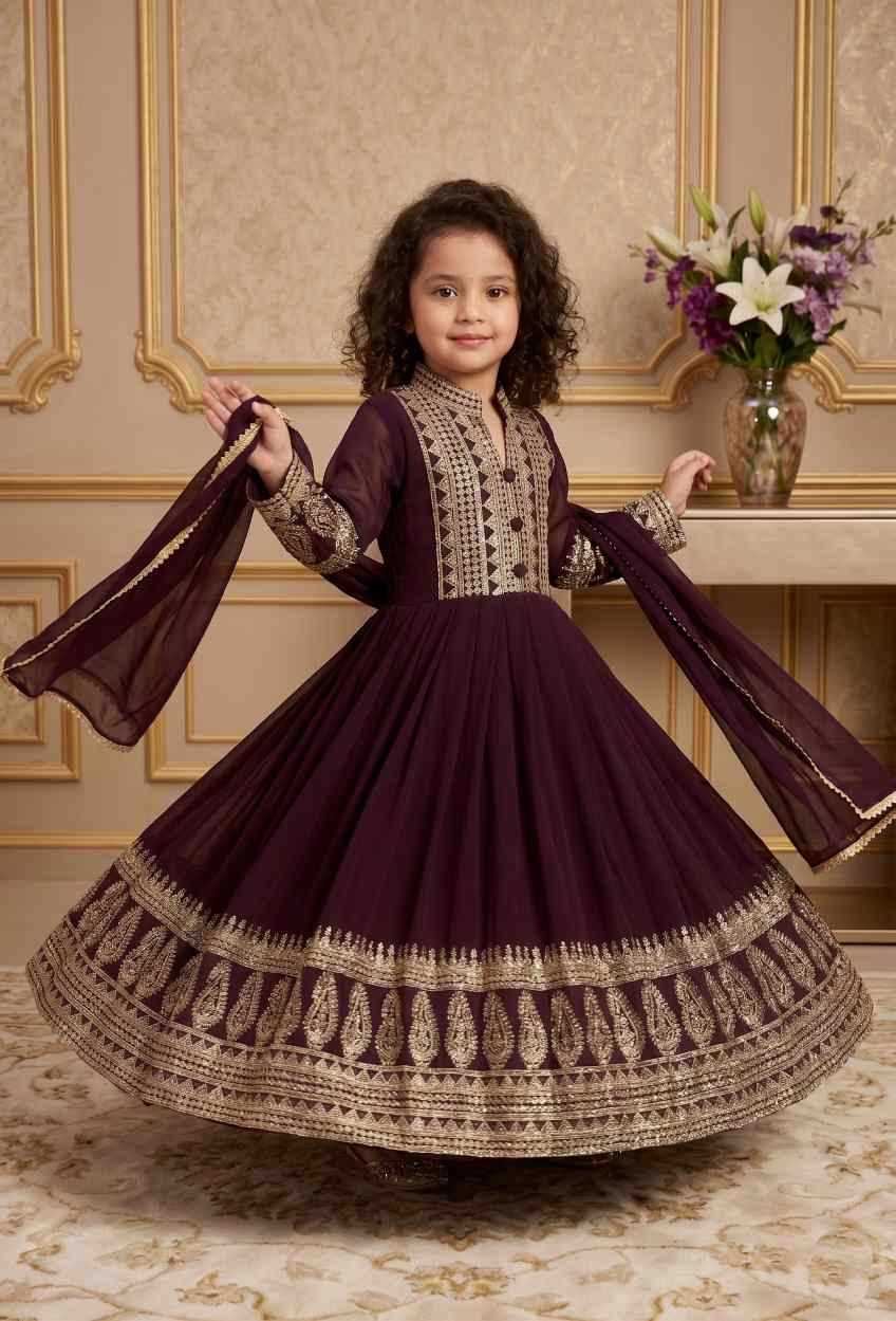 YNF Wholesale Faux Georgette Kids Gown  | Surat Manufacturer