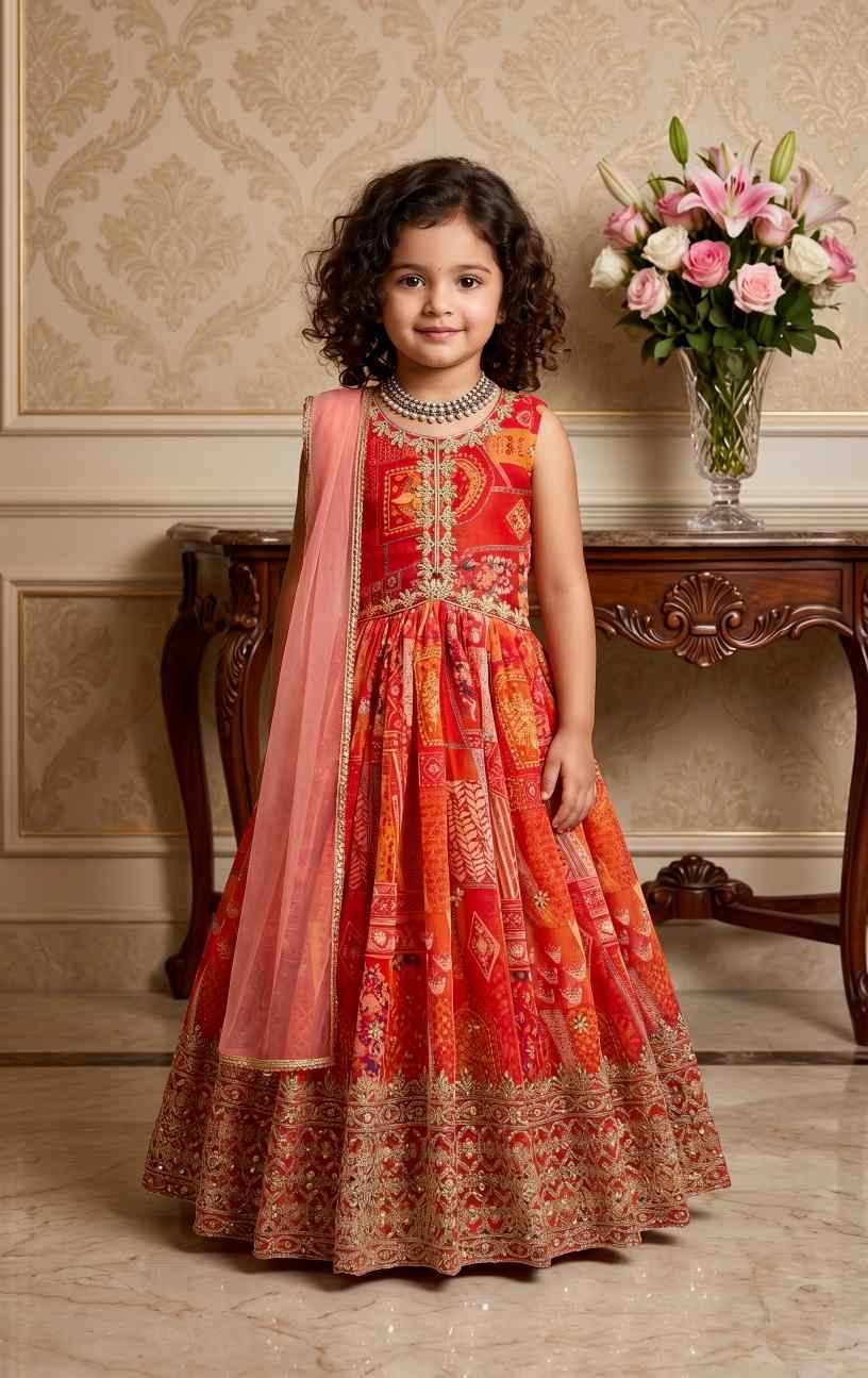 YNF Wholesale Faux Georgette Kids Gown  | Surat Manufacturer