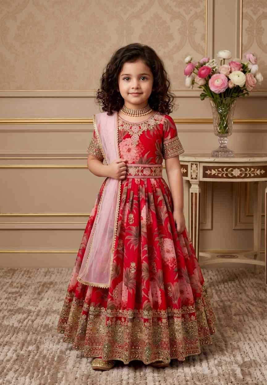 YNF Wholesale Faux Georgette Kids Gown  | Surat Manufacturer
