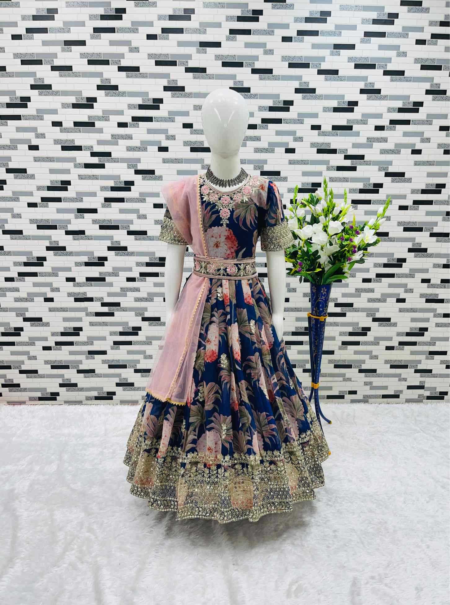YNF Wholesale Faux Georgette Kids Gown  | Surat Manufacturer