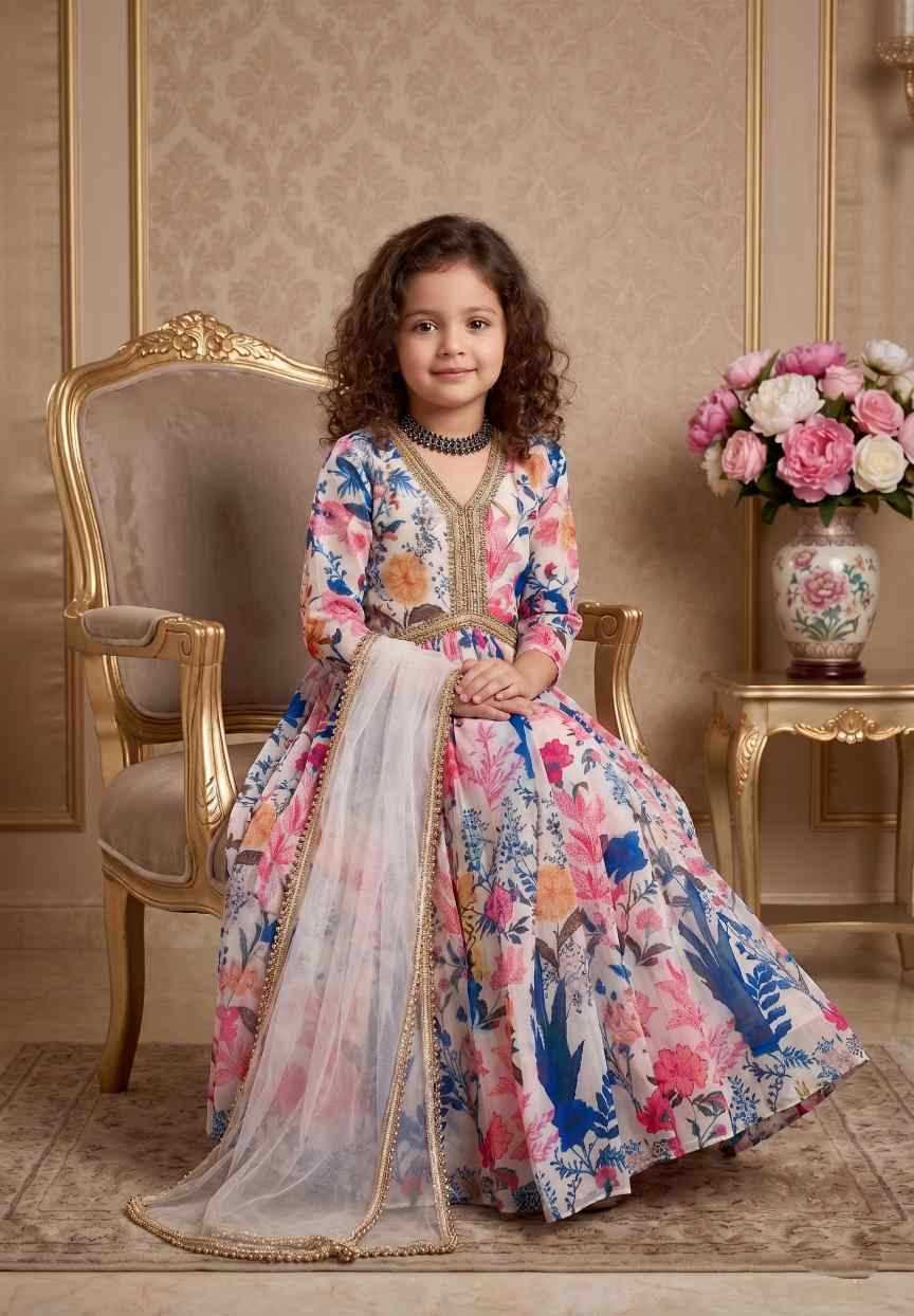 YNF Wholesale Faux Georgette Kids Gown  | Surat Manufacturer