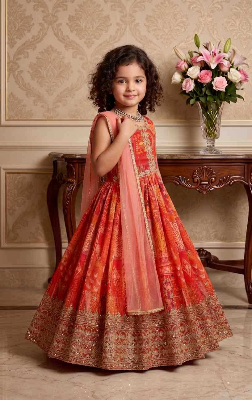 YNF Wholesale Faux Georgette Kids Gown  | Surat Manufacturer