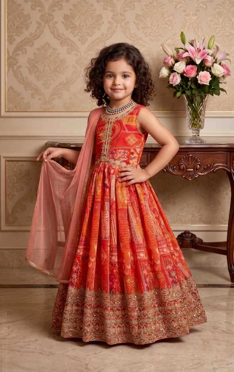 YNF Wholesale Faux Georgette Kids Gown  | Surat Manufacturer