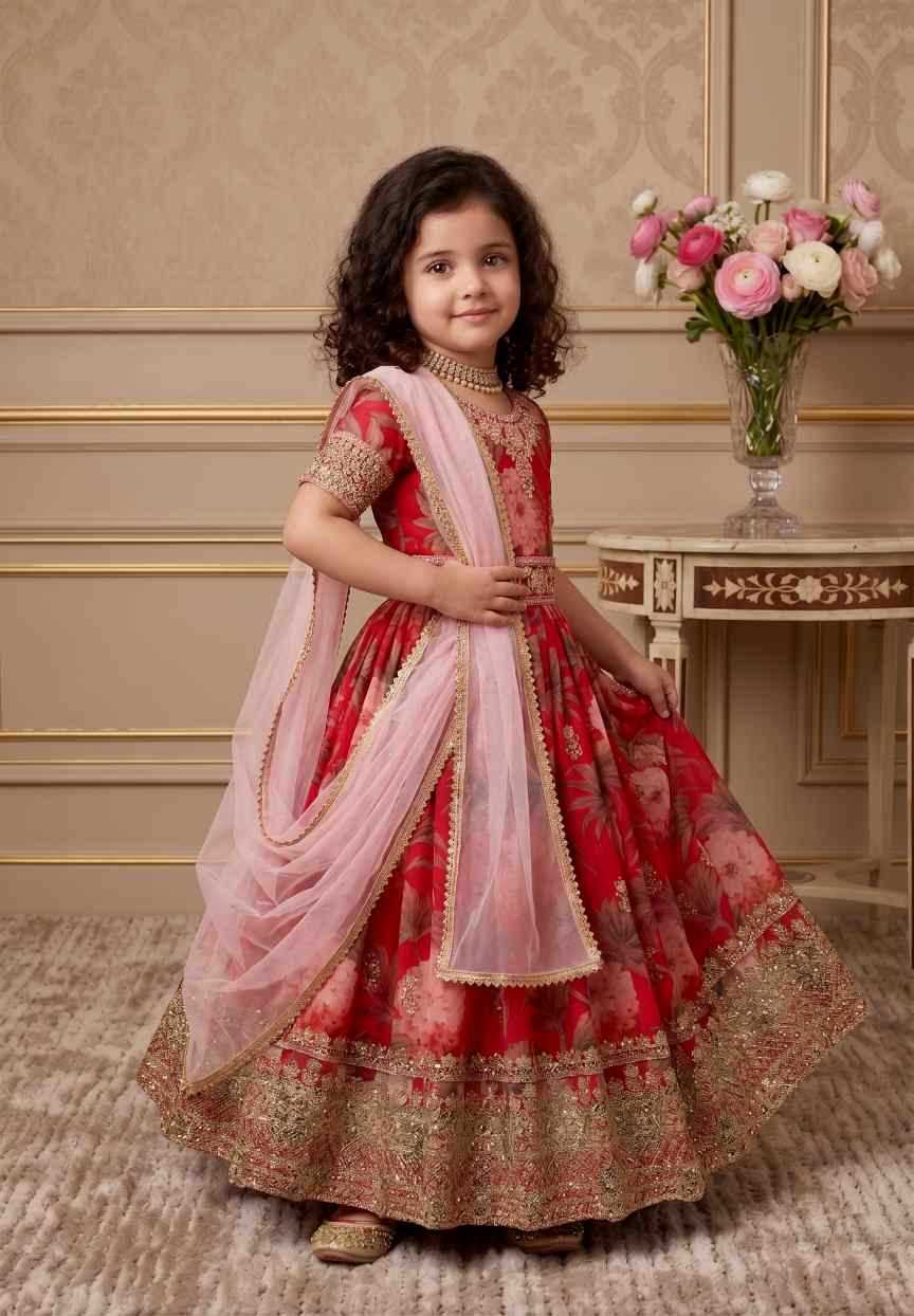 YNF Wholesale Faux Georgette Kids Gown  | Surat Manufacturer