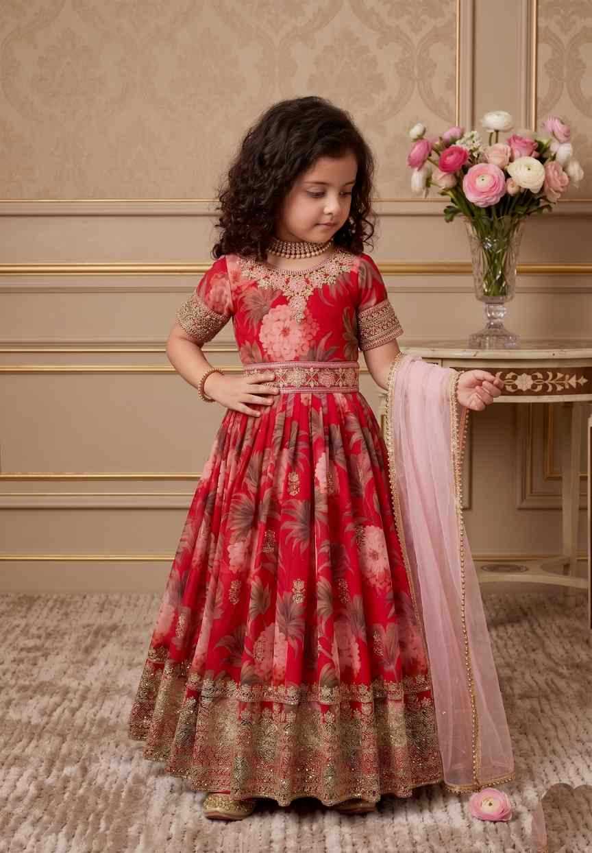 YNF Wholesale Faux Georgette Kids Gown  | Surat Manufacturer