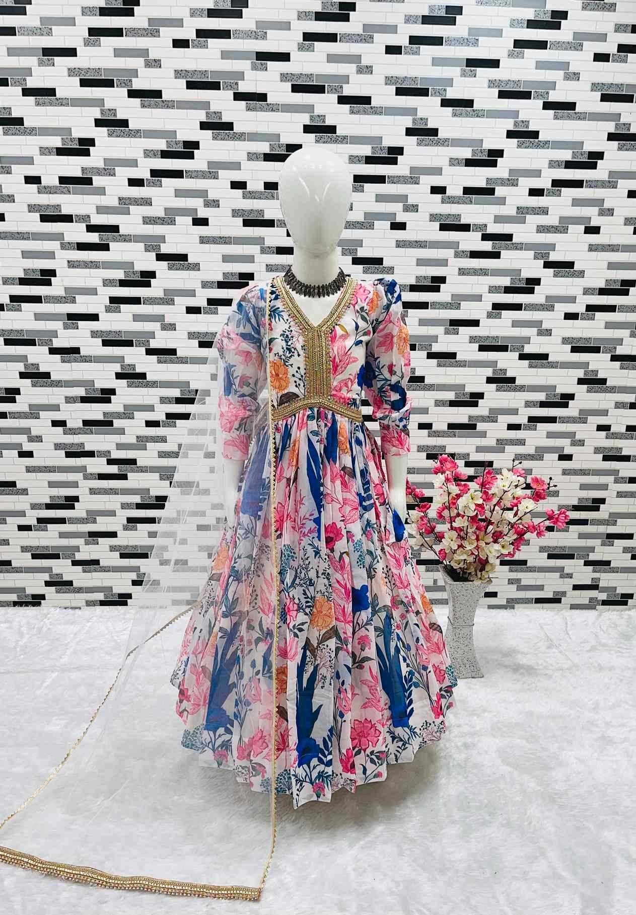 YNF Wholesale Faux Georgette Kids Gown  | Surat Manufacturer