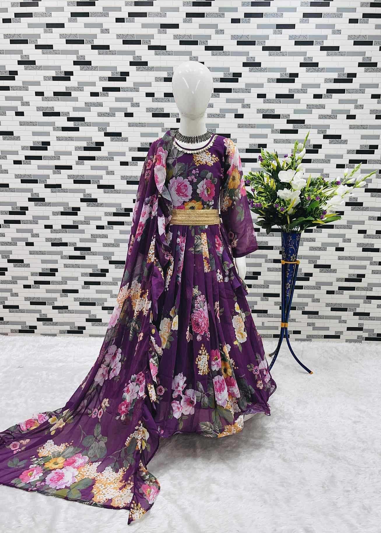YNF Wholesale Faux Georgette Kids Gown  | Surat Manufacturer
