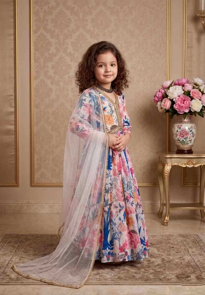 YNF Wholesale Faux Georgette Kids Gown  | Surat Manufacturer