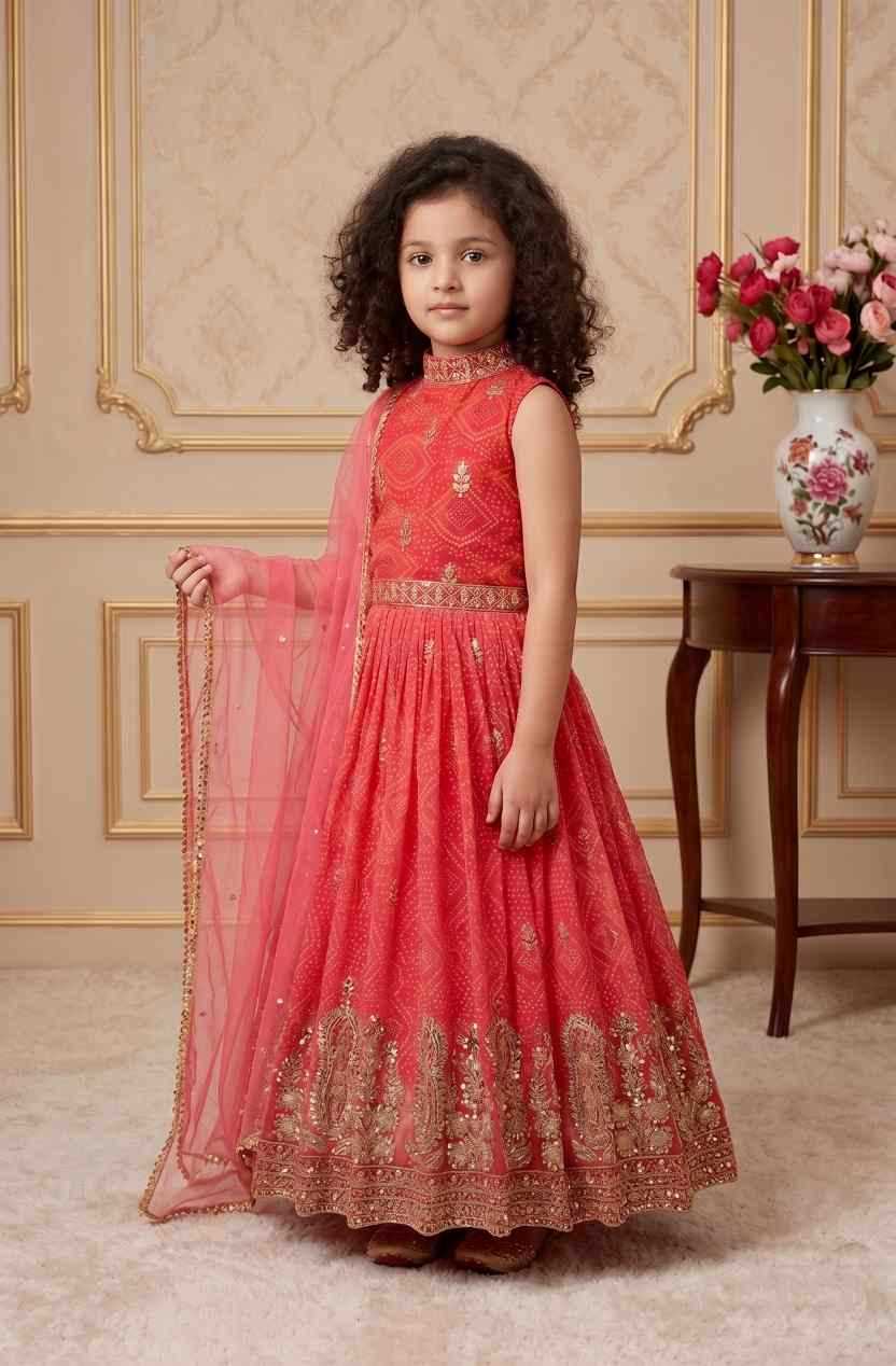 YNF Wholesale Faux Georgette Kids Gown  | Surat Manufacturer