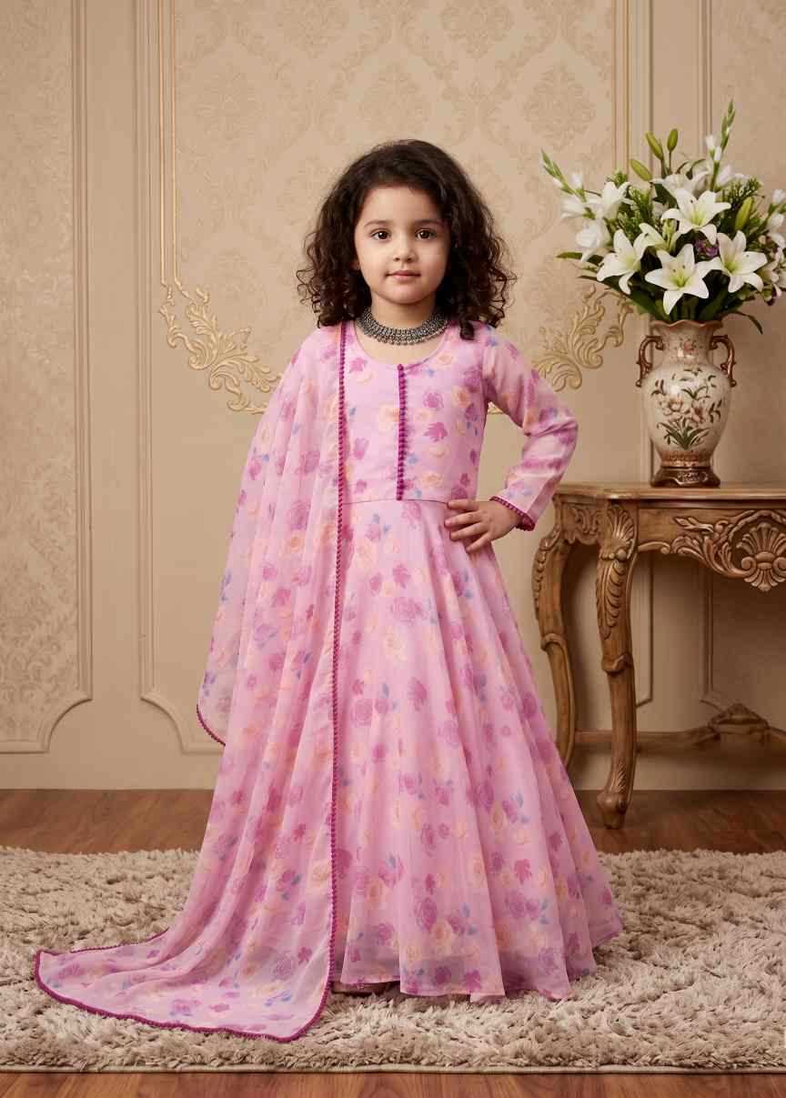 YNF Wholesale Faux Georgette Kids Gown  | Surat Manufacturer