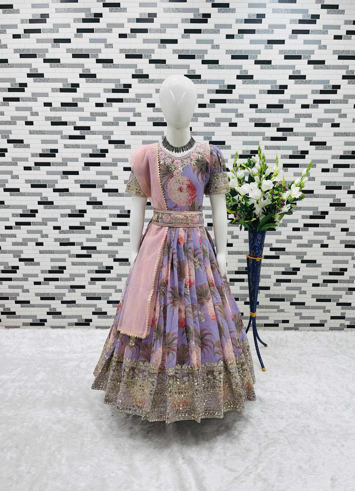 YNF Wholesale Faux Georgette Kids Gown  | Surat Manufacturer