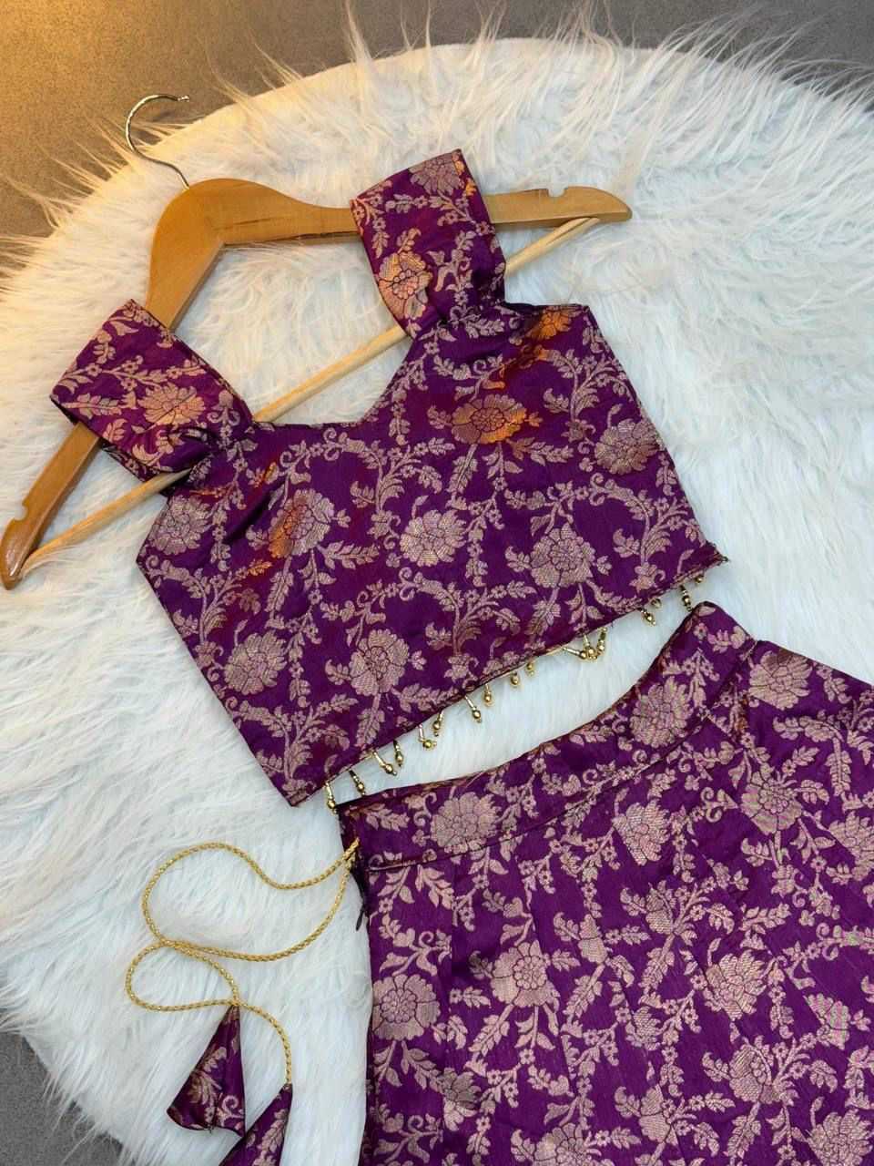 YNF Wholesale Banarasi Soft Silk Kids Lehenga RIN235 Mahika | Surat Manufacturer