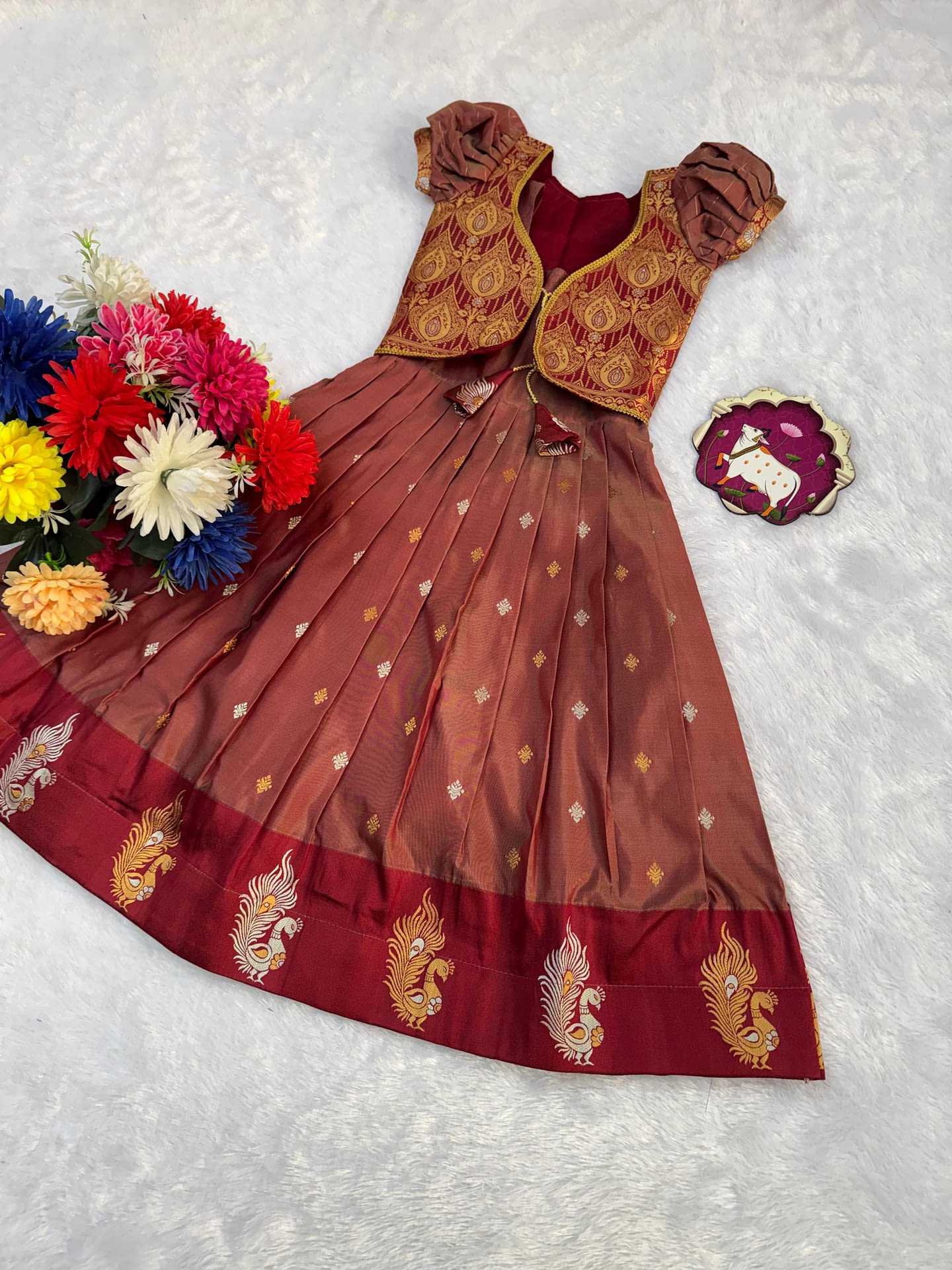 YNF Wholesale Banarasi Jacquard Kids Gown  | Surat Manufacturer