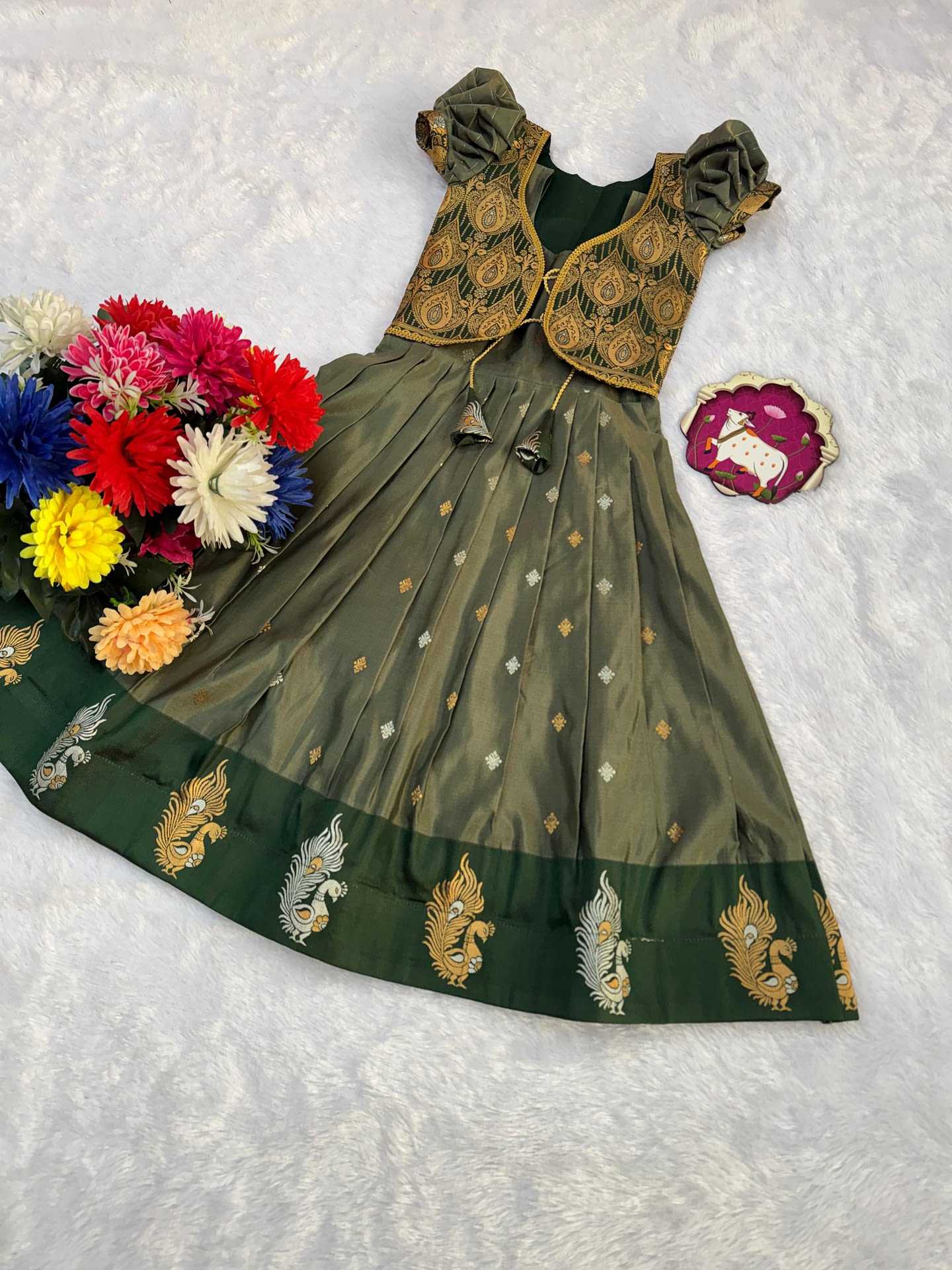 YNF Wholesale Banarasi Jacquard Kids Gown  | Surat Manufacturer