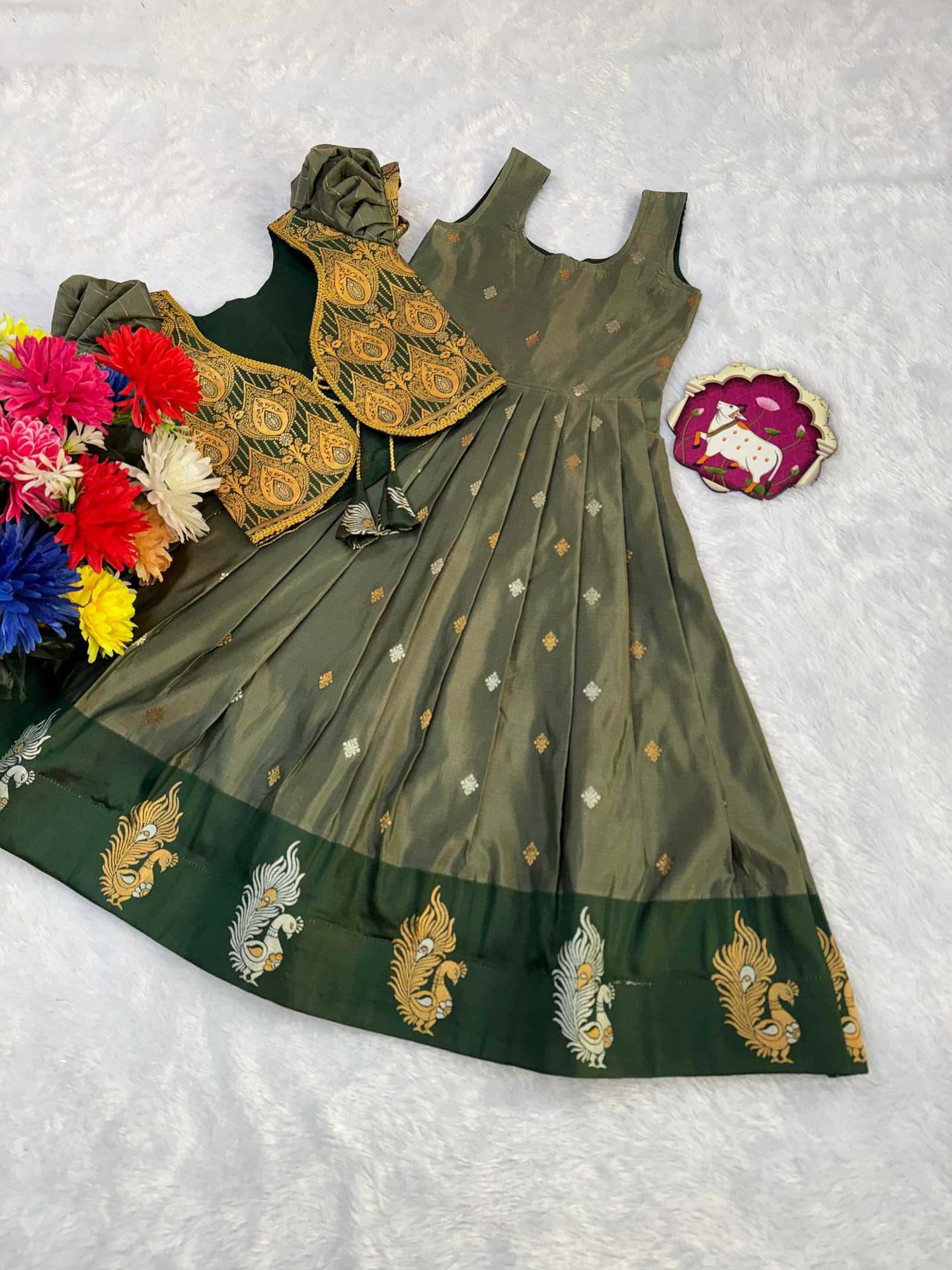 YNF Wholesale Banarasi Jacquard Kids Gown  | Surat Manufacturer