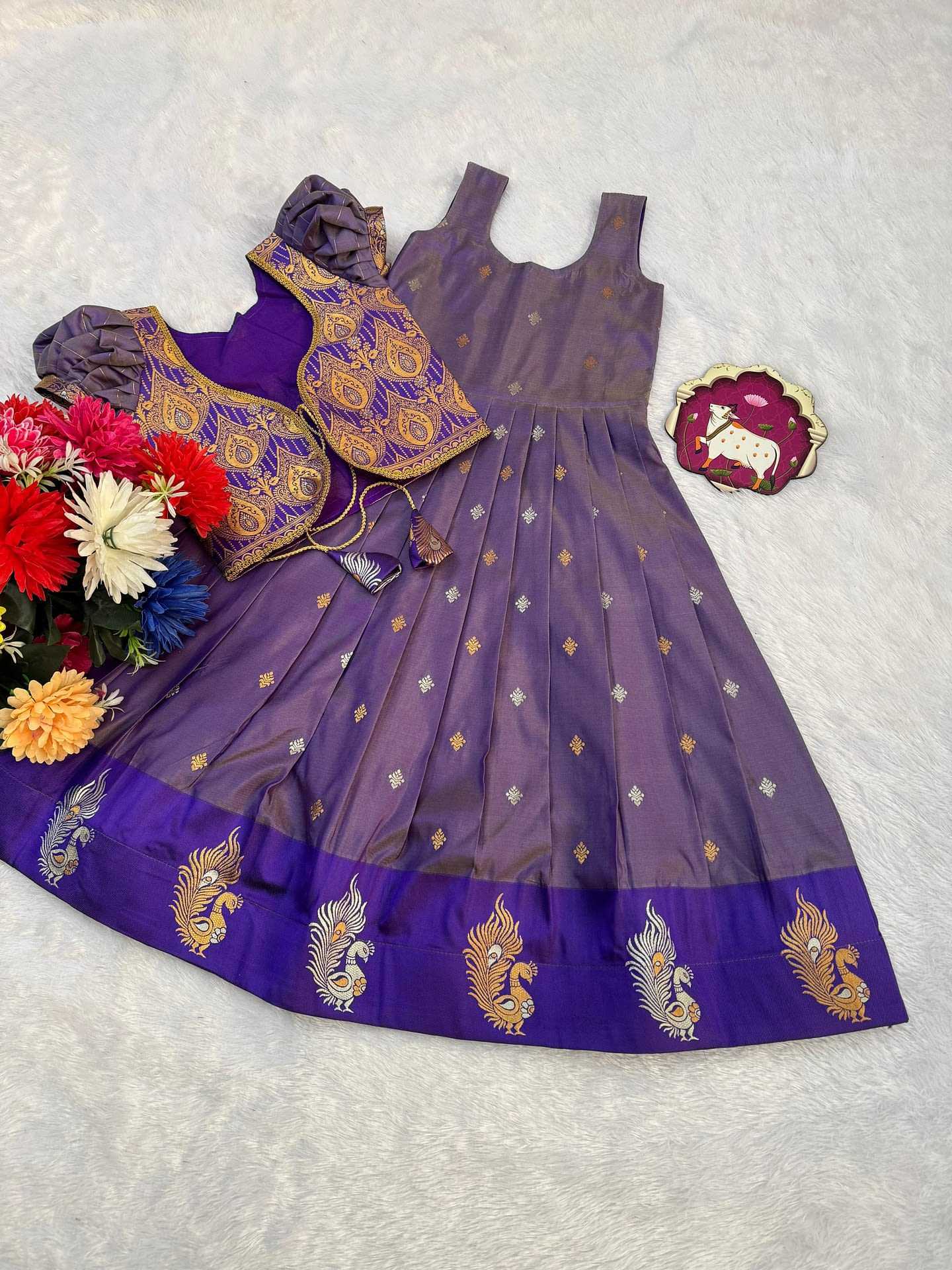 YNF Wholesale Banarasi Jacquard Kids Gown  | Surat Manufacturer