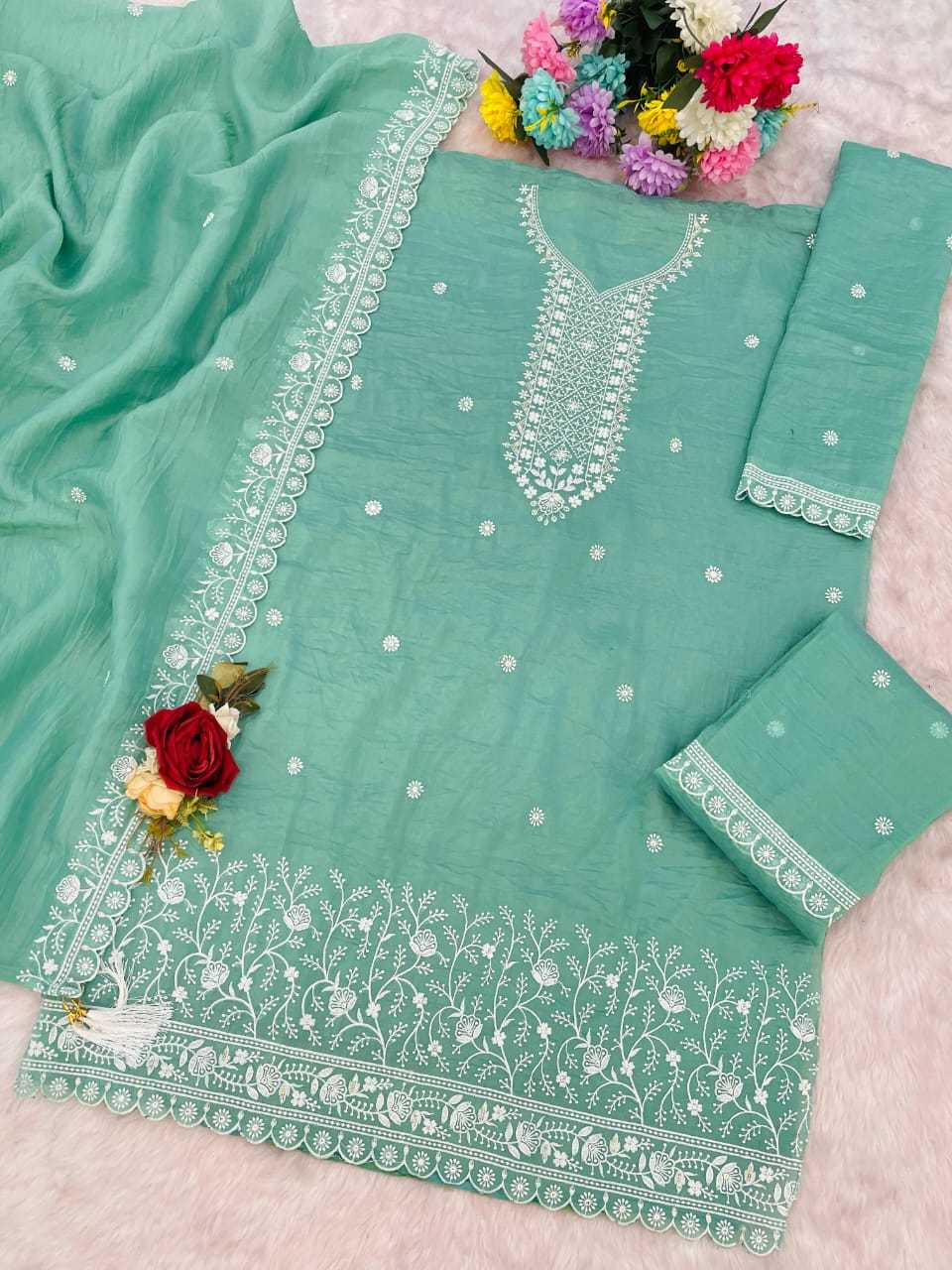 YNF Wholesale Soft Gold Crush Embroidery Suits KESH129 113 | Surat Manufacturer