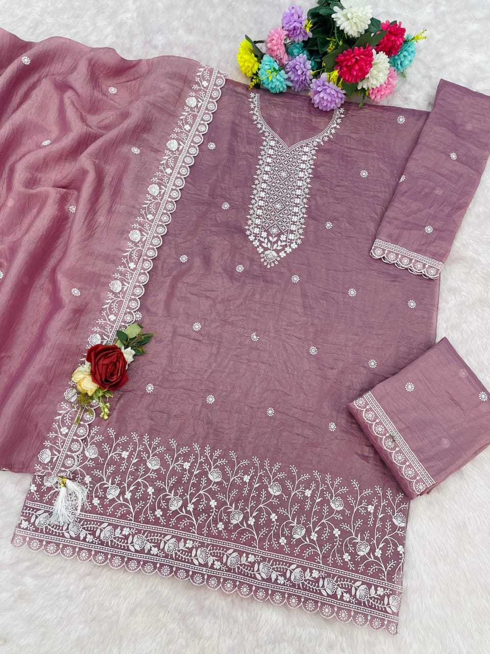 YNF Wholesale Soft Gold Crush Embroidery Suits KESH129 113 | Surat Manufacturer