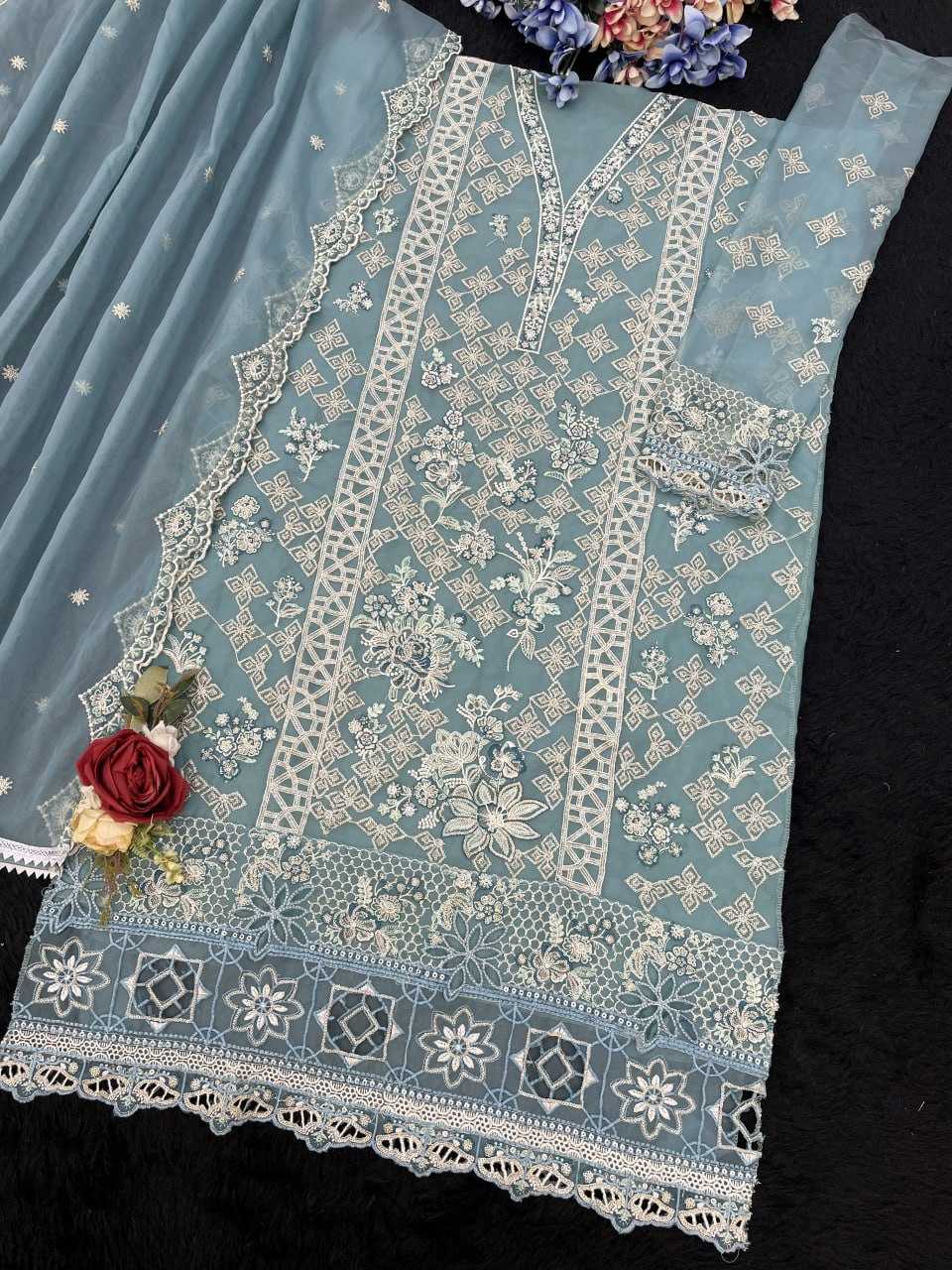 YNF Wholesale Organza Silk Embroidery Suits KESH129 190 | Surat Manufacturer