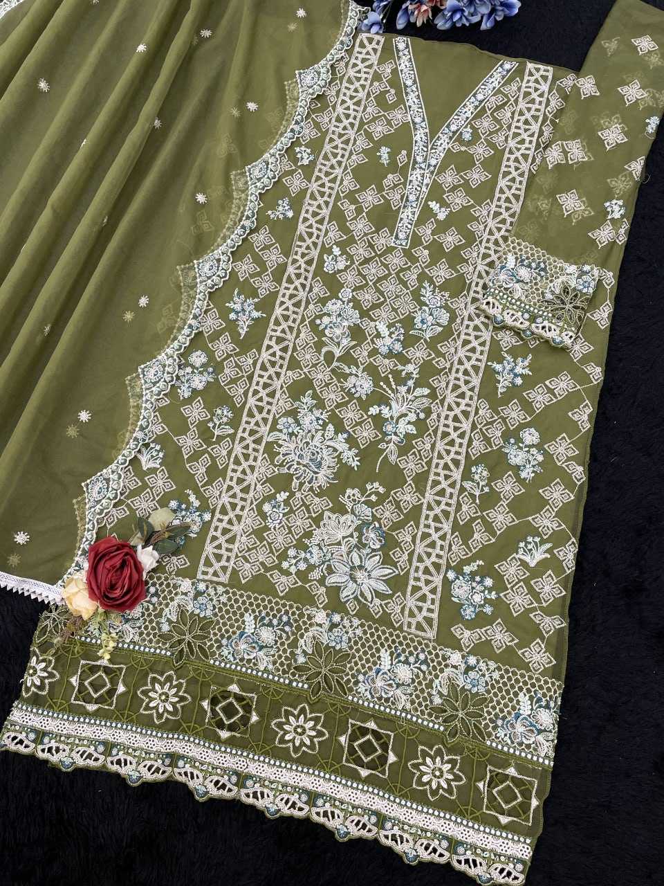 YNF Wholesale Organza Silk Embroidery Suits KESH129 190 | Surat Manufacturer